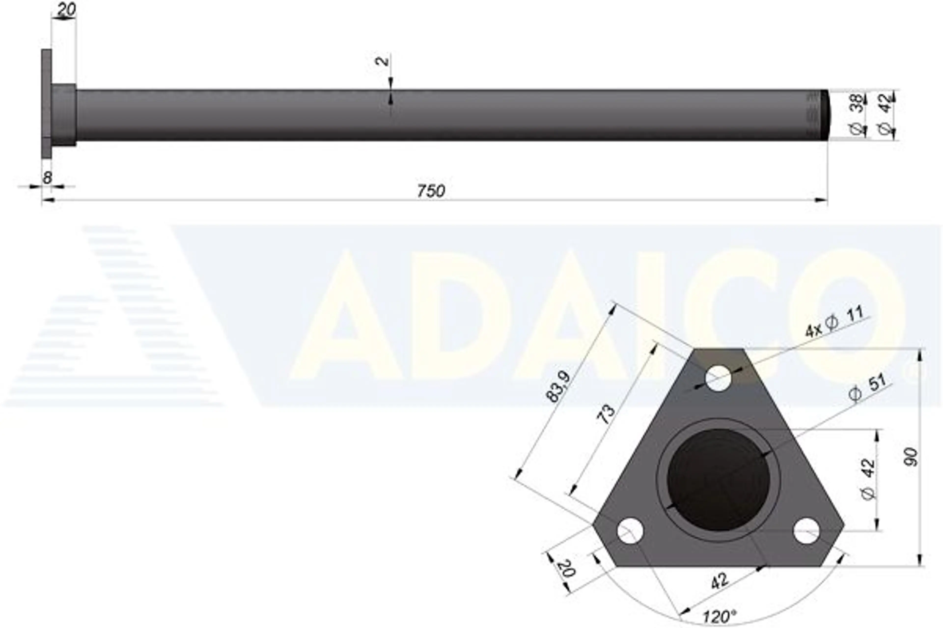 SOPORTE ALETA RECTO BASE TRIANGULAR