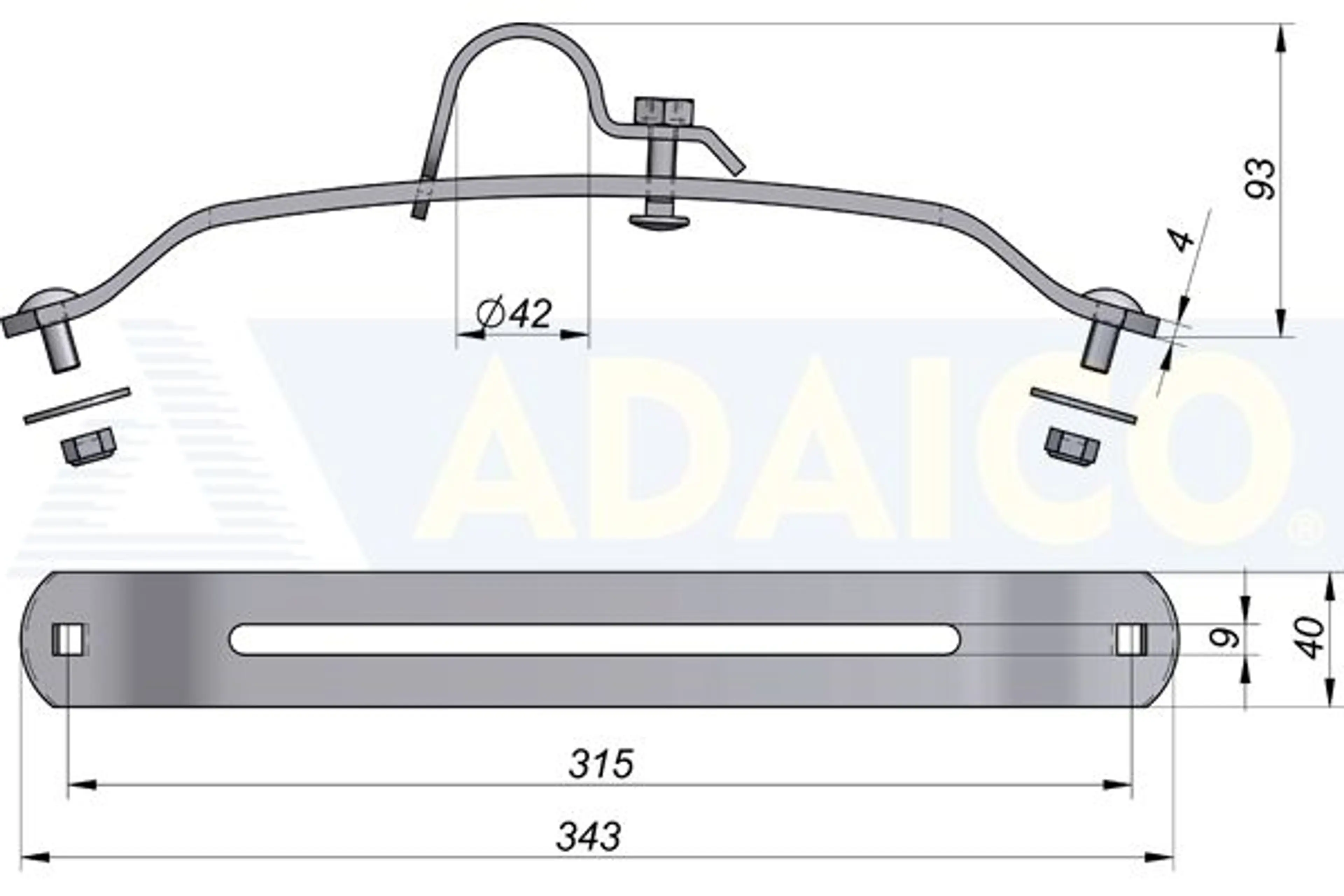 BRIDA SOPORTE ALETA AC.CINC Ø42 REG