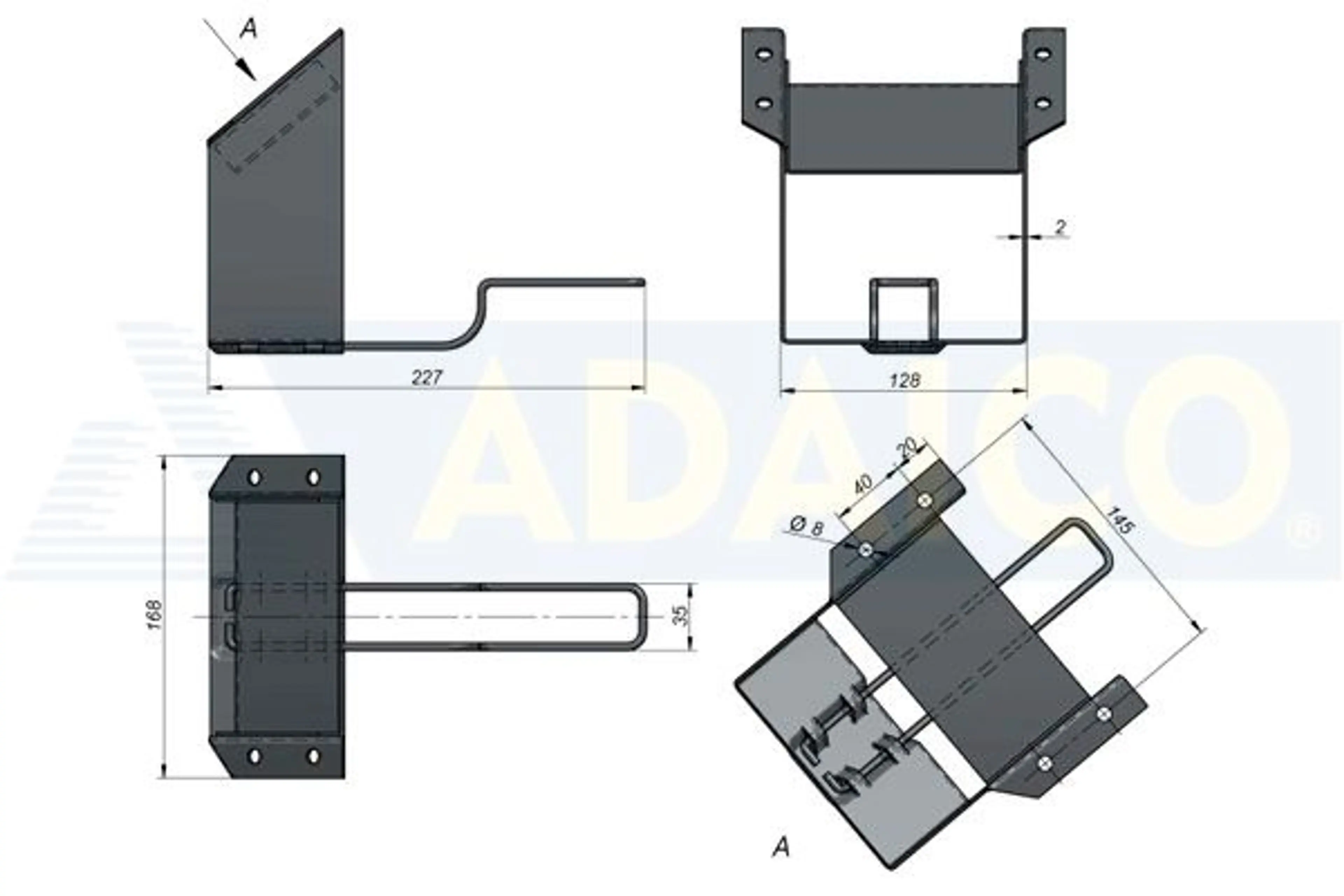 SOPORTE CALZO ACERO ZIN.167X233X166