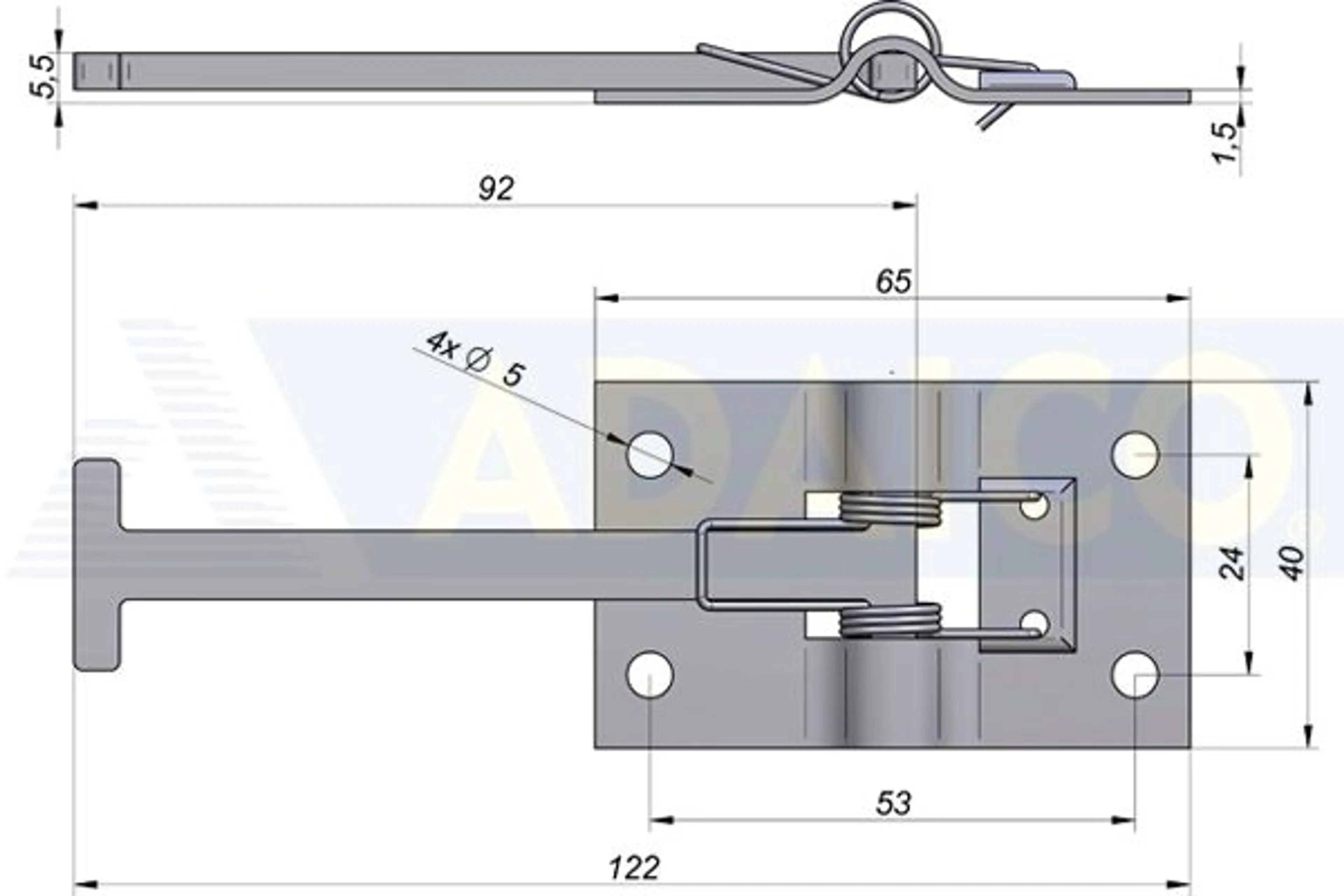 SUJETAPUERTAS MACHO INOX 64X40 X92