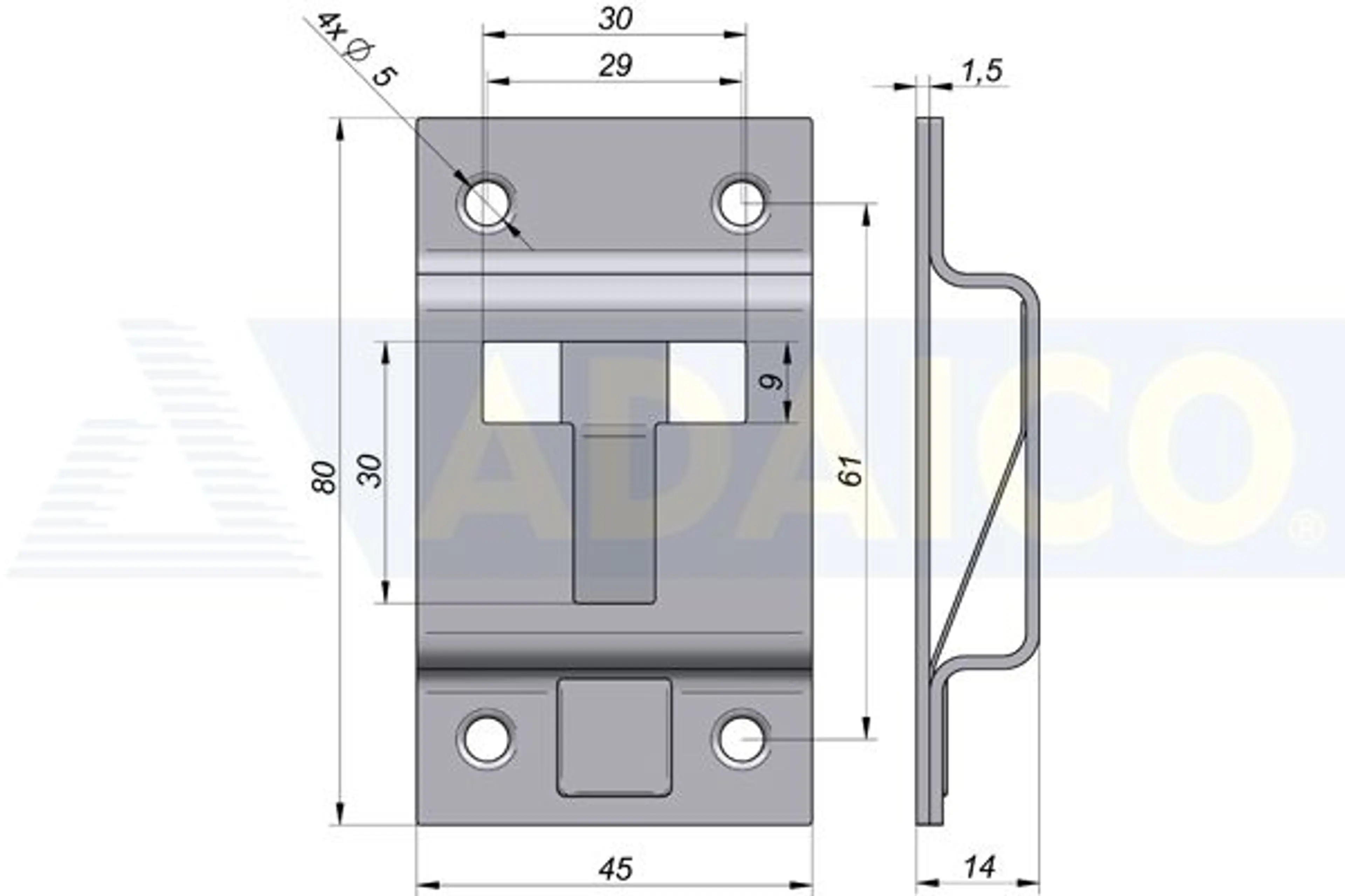 SUJETAPUERTAS HEMBRA INOX 80X45