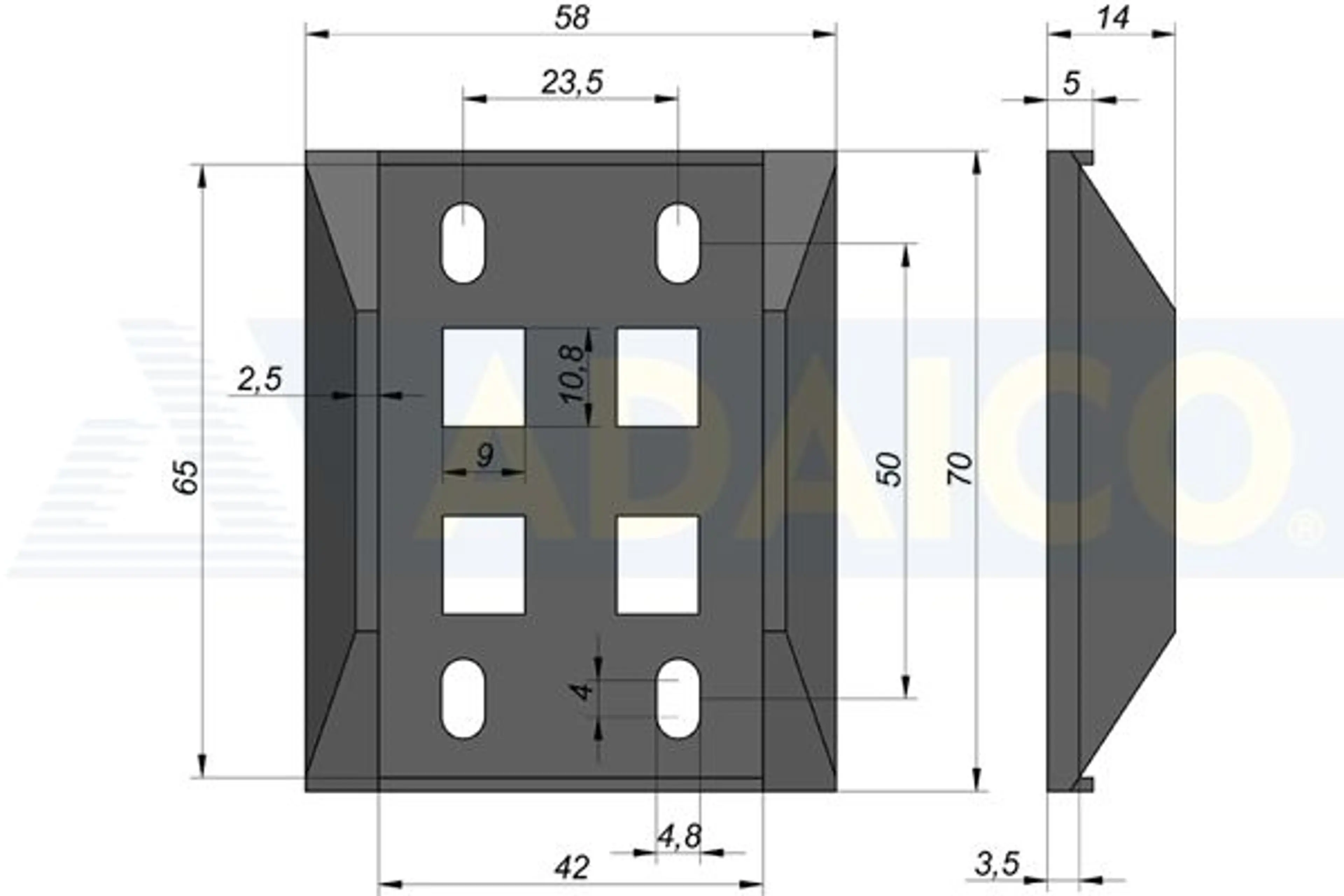 BASE SUJETAPUERTAS PAST. 65X40 MACH