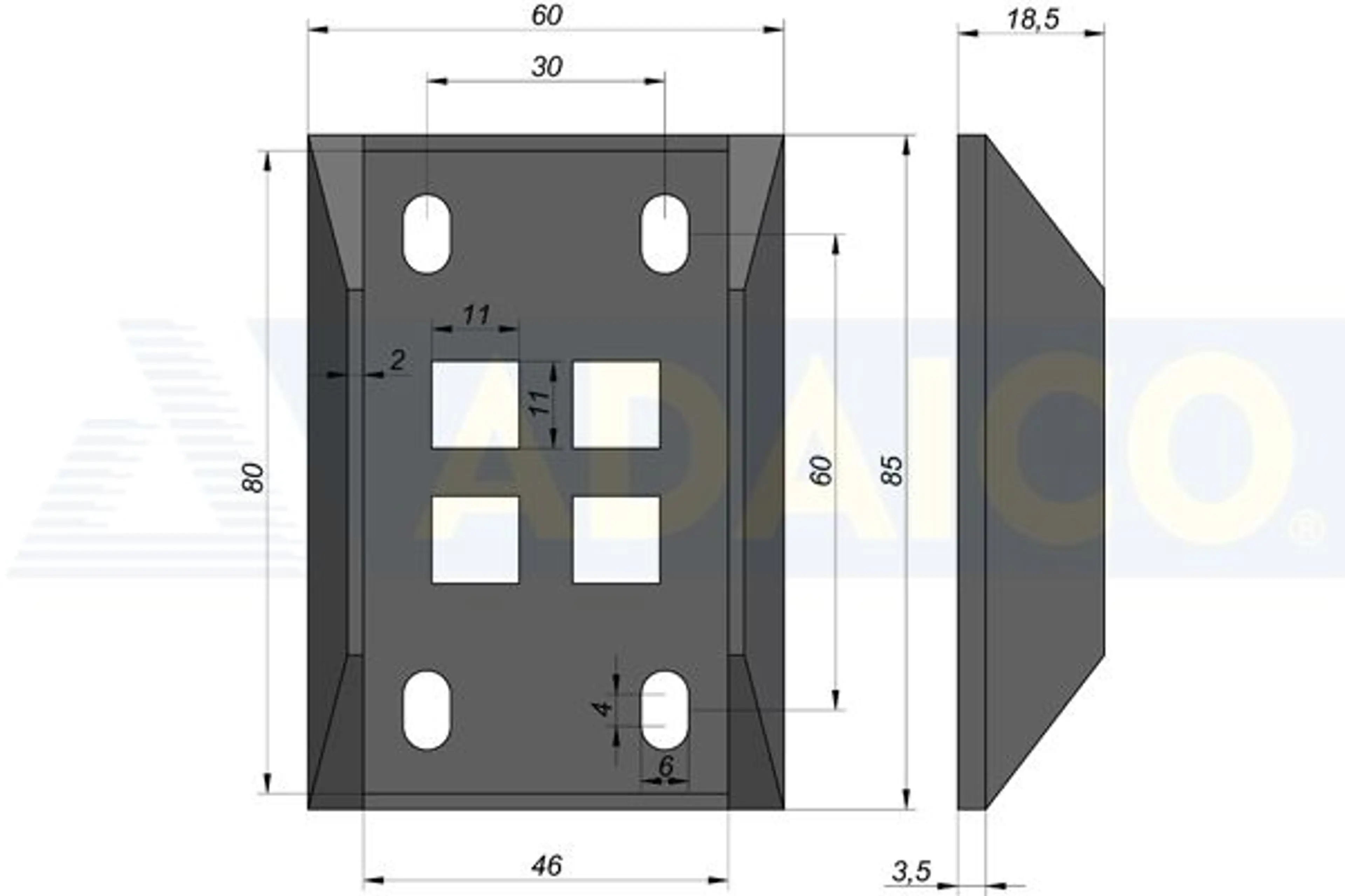 BASE SUJETAPUERTAS PAST 80X45 HEMBR