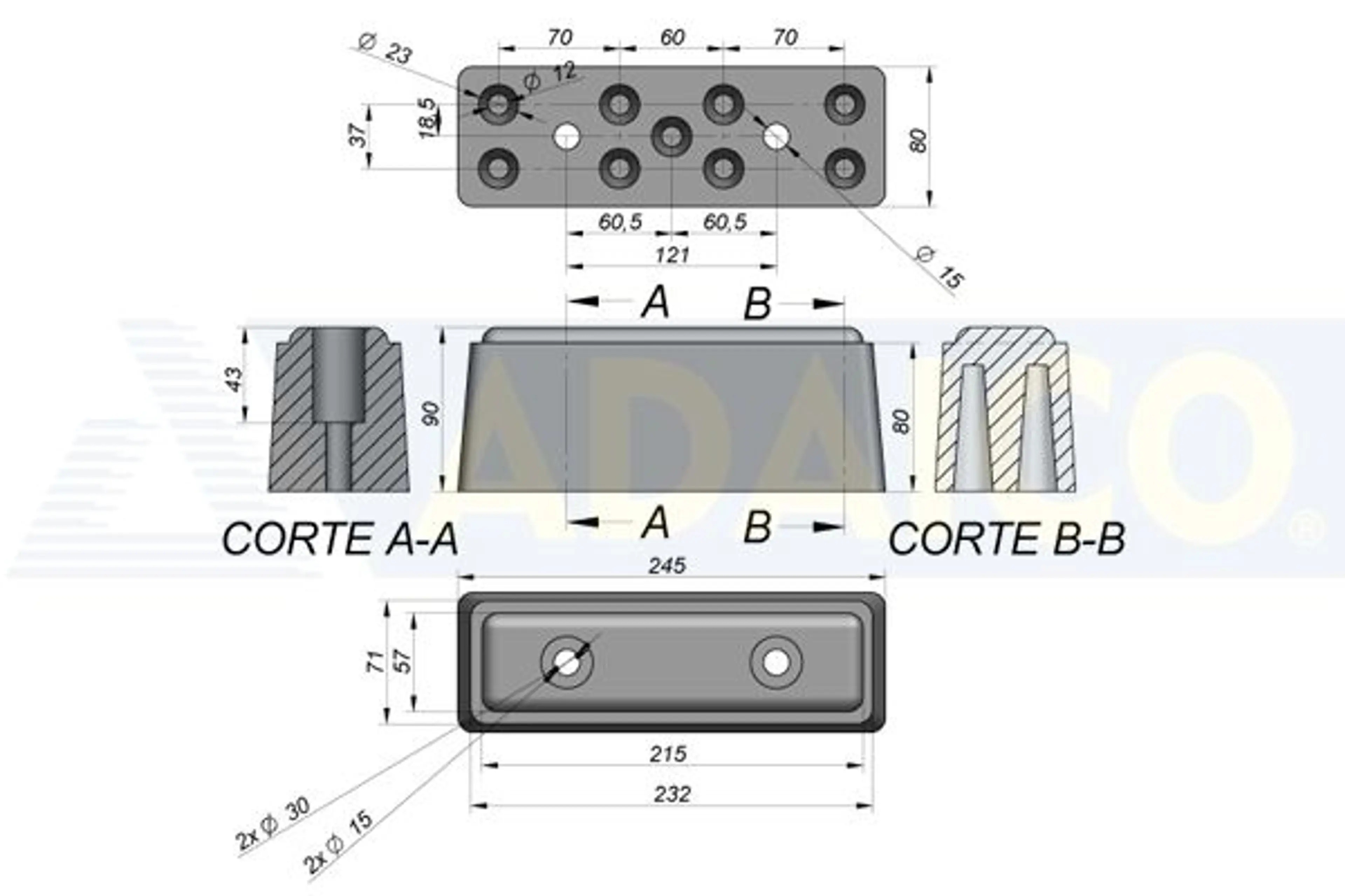 TOPE GOMA CAMION 245X80X90