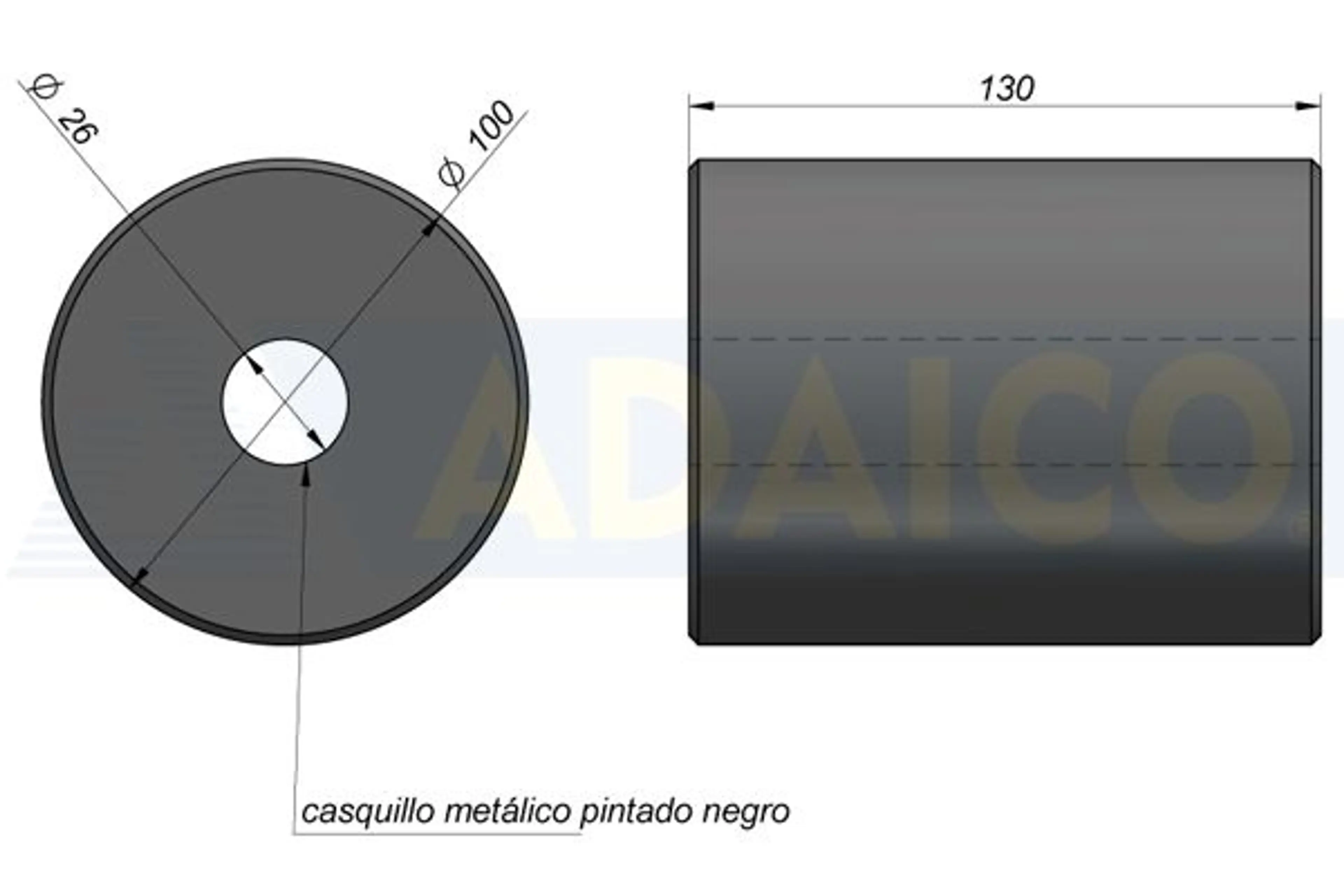RODILLO GOMA 130XØ100 C/CASQUILLO