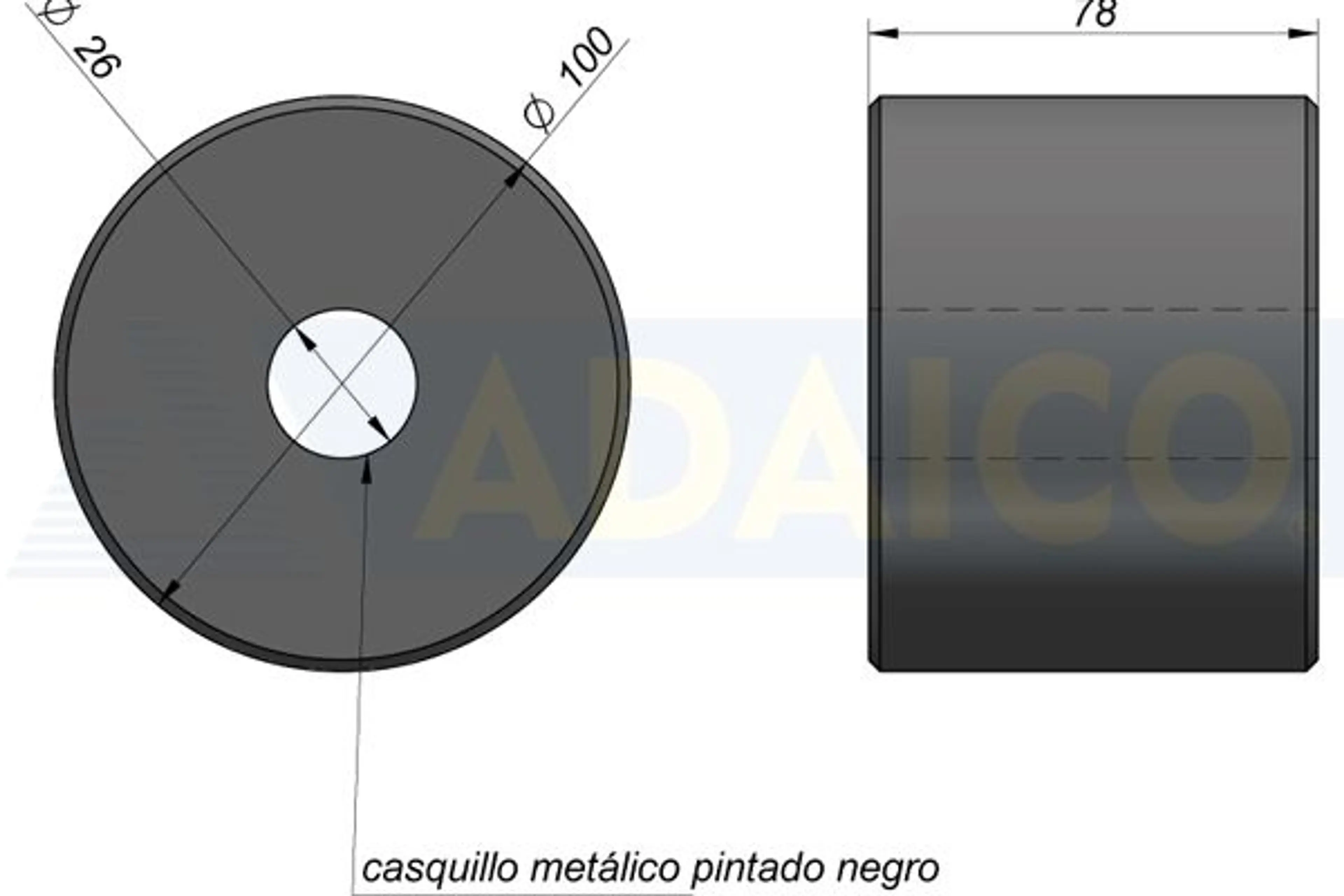 RODILLO GOMA 80XØ100 C/CASQ.