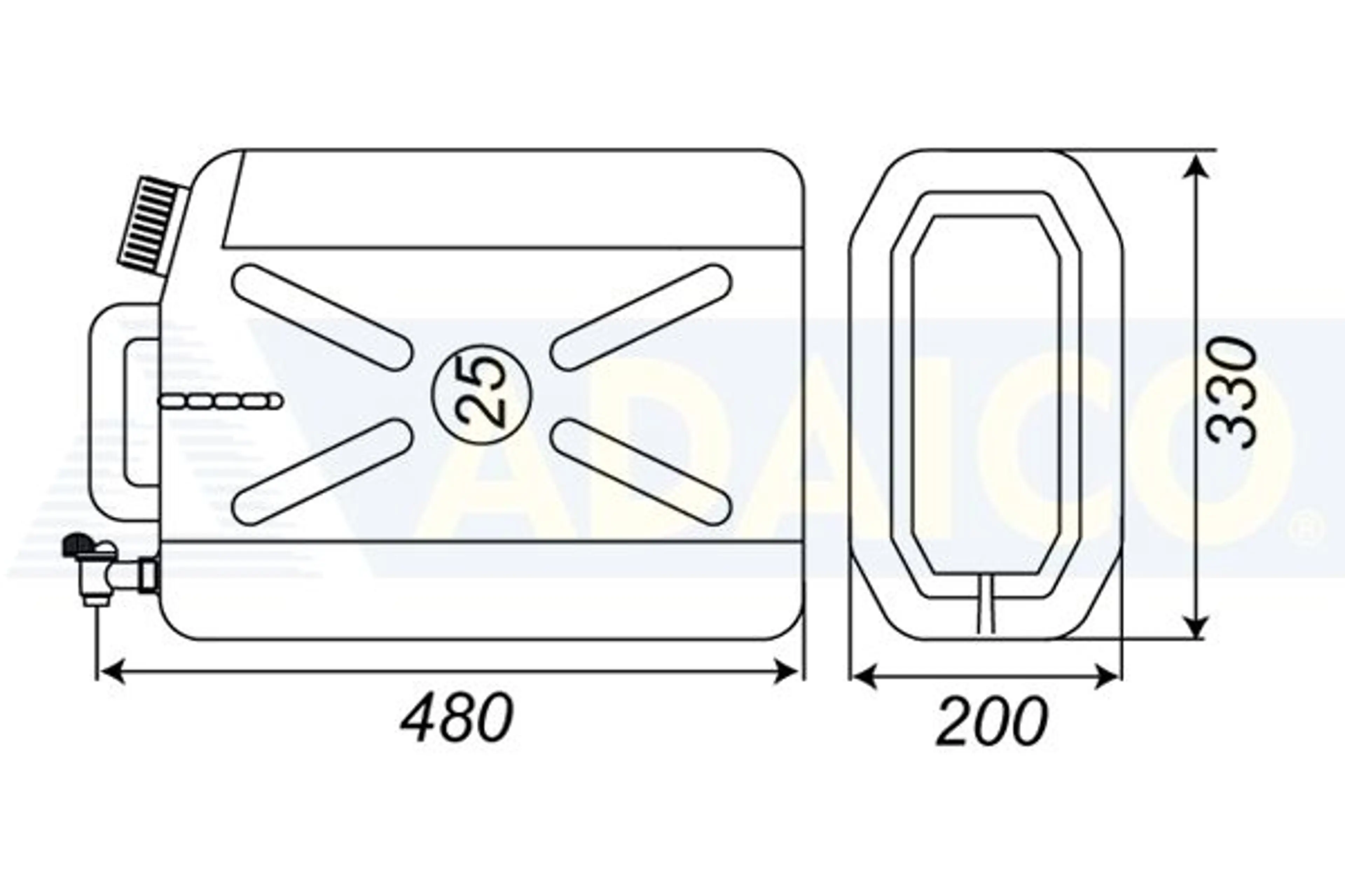 BIDON PLASTICO 480X200X330 25L C/TA