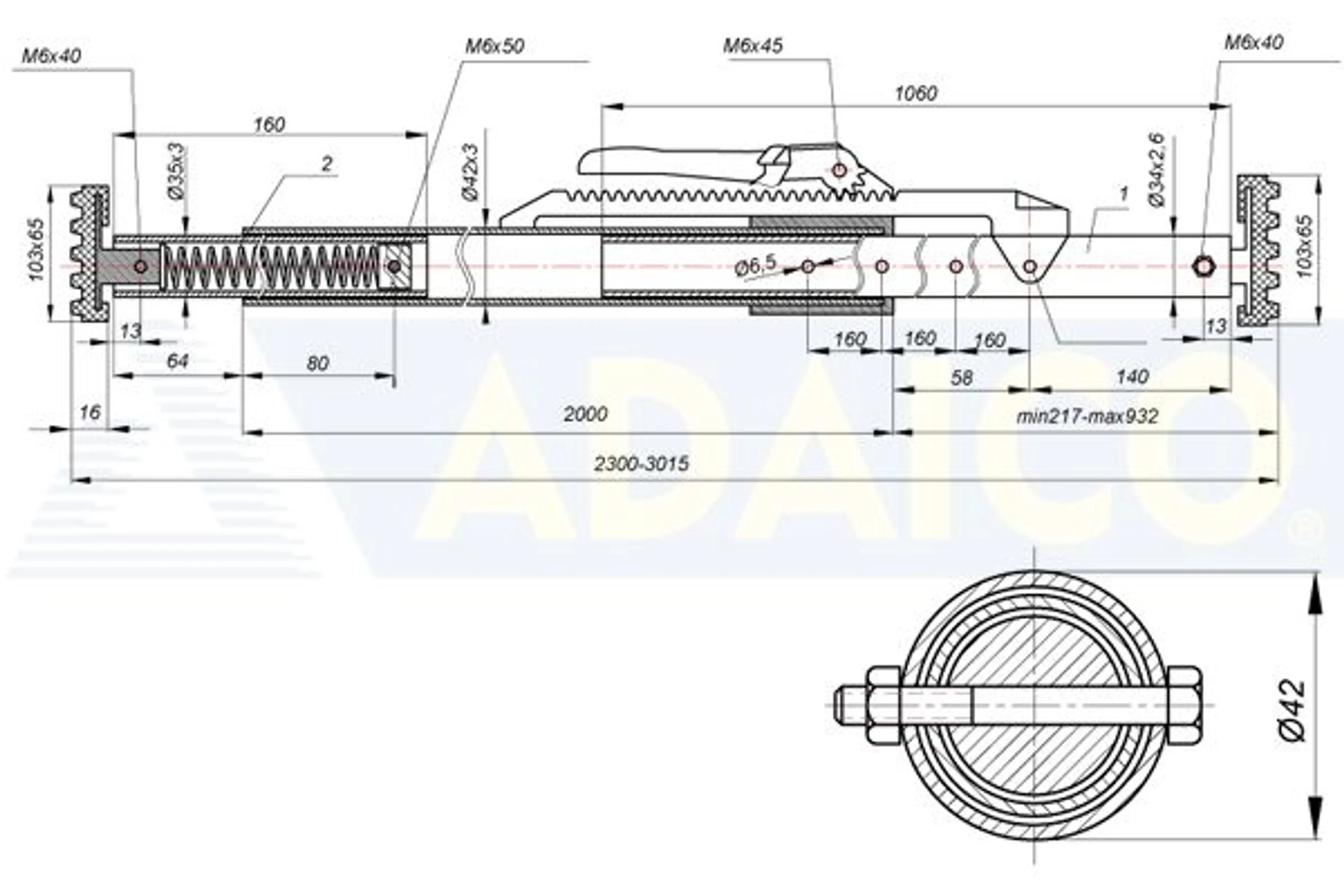 BARRA CARGA ALU -3015X42 C/MUELLE