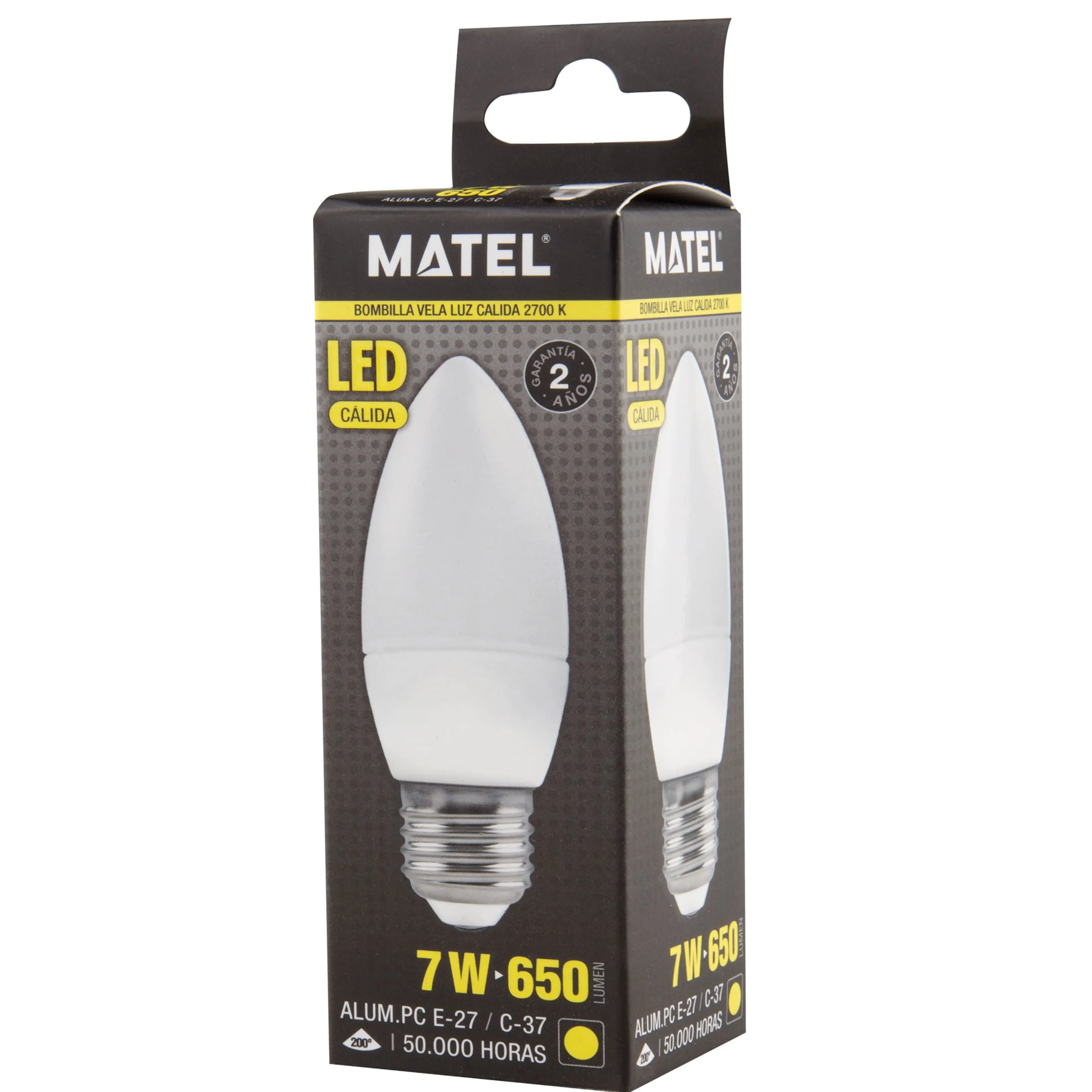 BOMB.LED VELA E27 7W.CALIDA