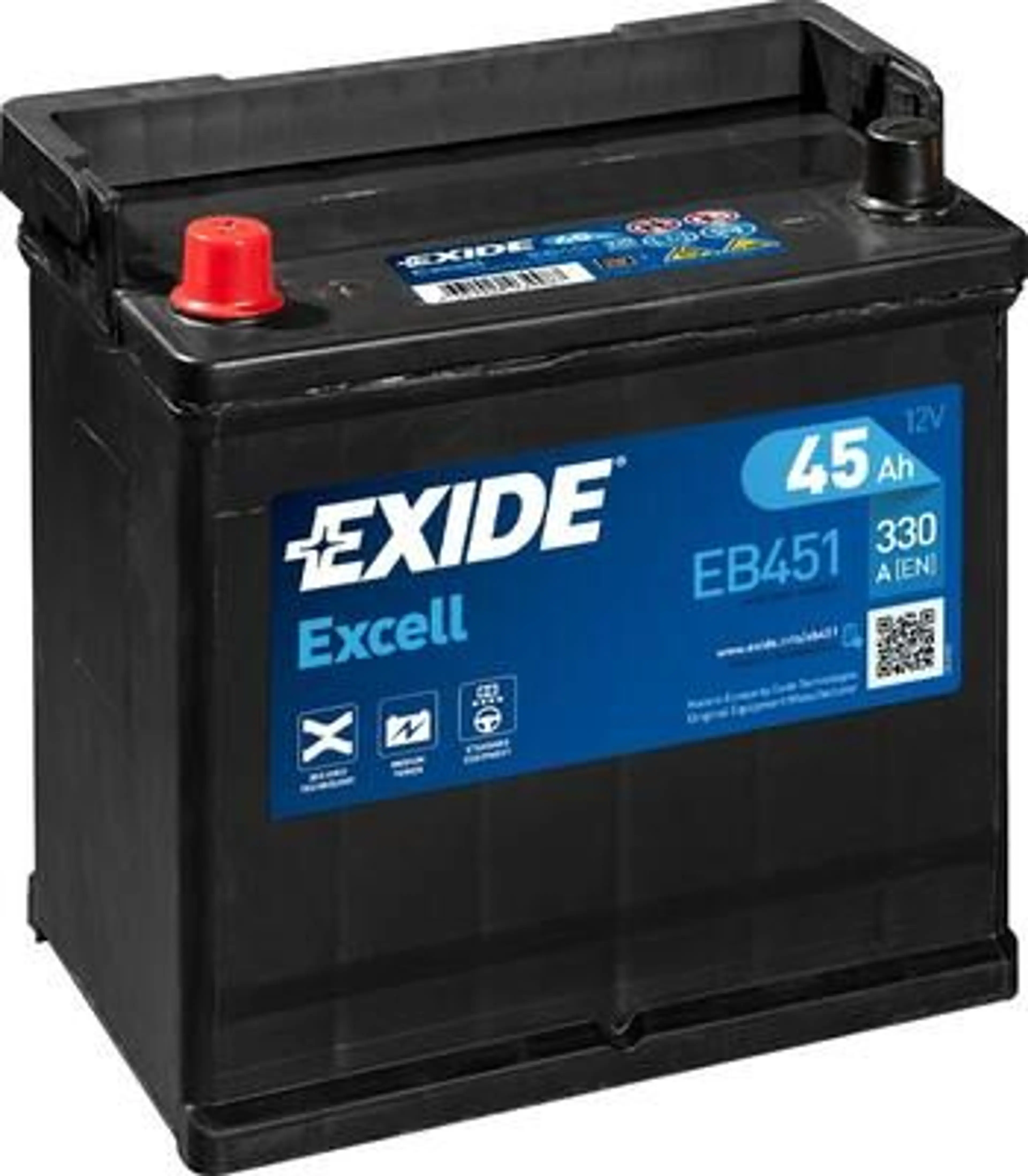 BATERIA EXIDE 45AH-330A-220X135X225