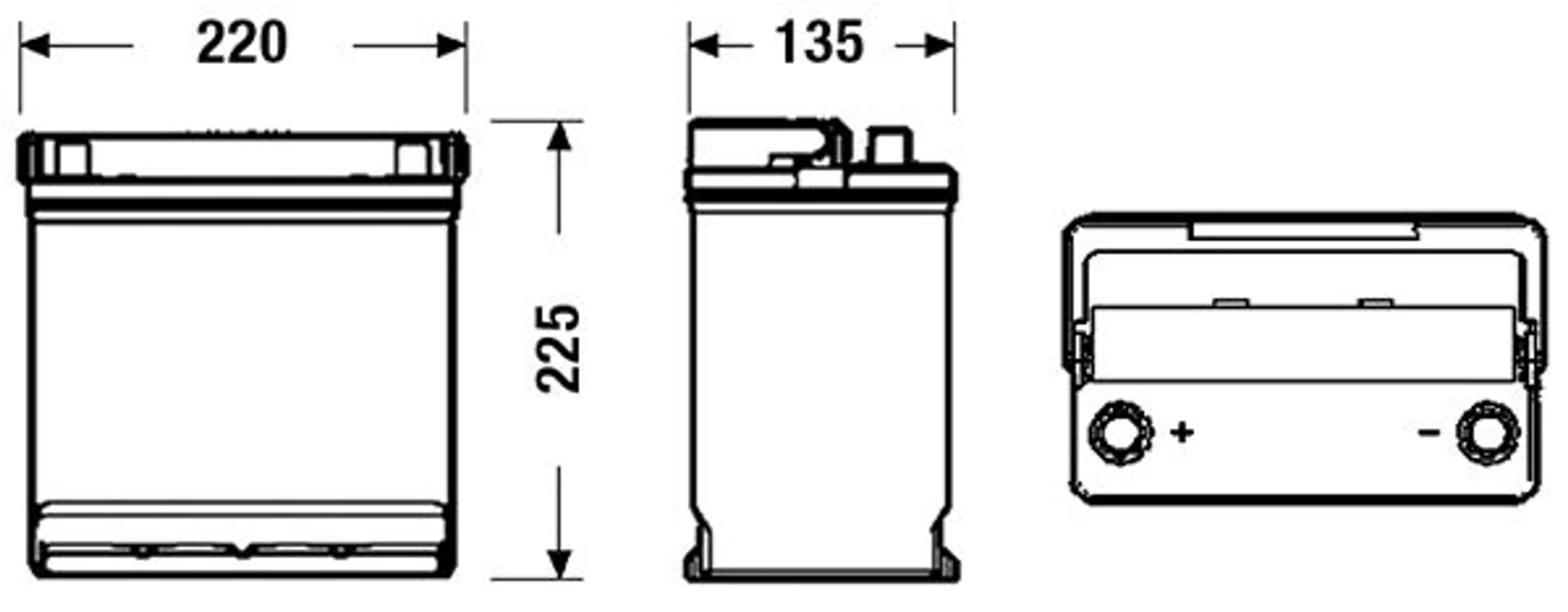 BATERIA EXIDE 45AH-330A-220X135X225