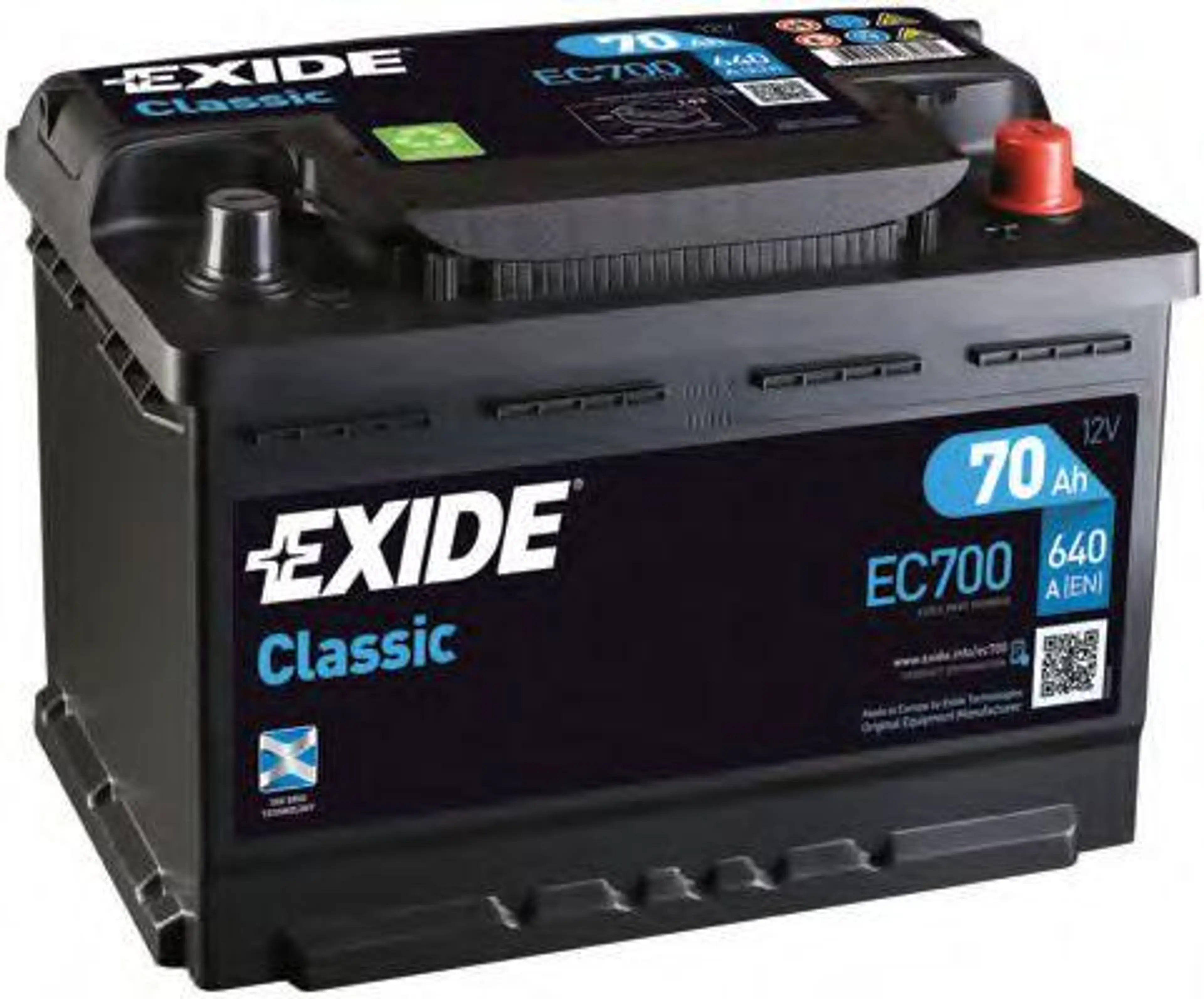 BATERIA 70D EXIDE EC700 275X175X175