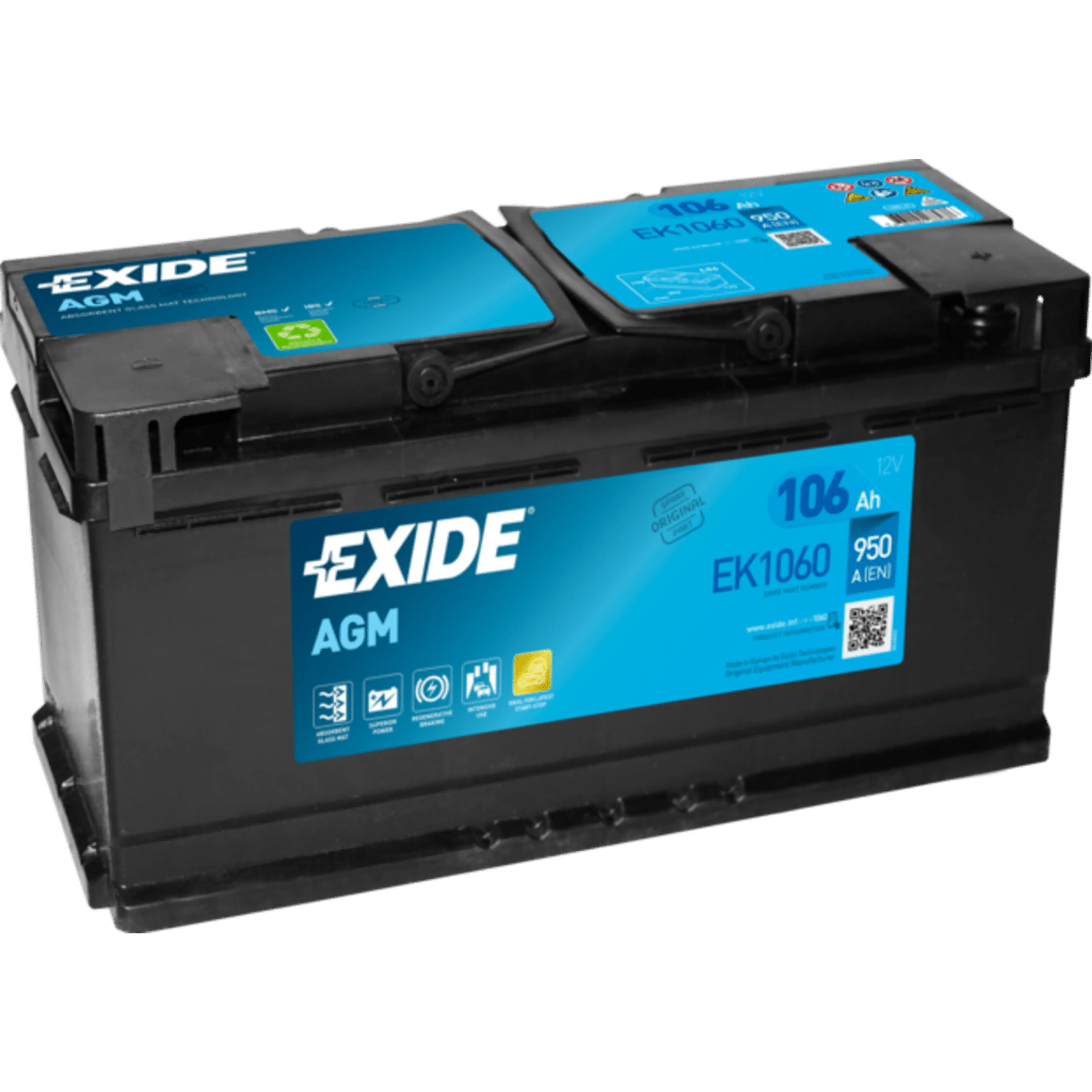 BAT. EXIDE EK1060 AGM 105AH 950A +D