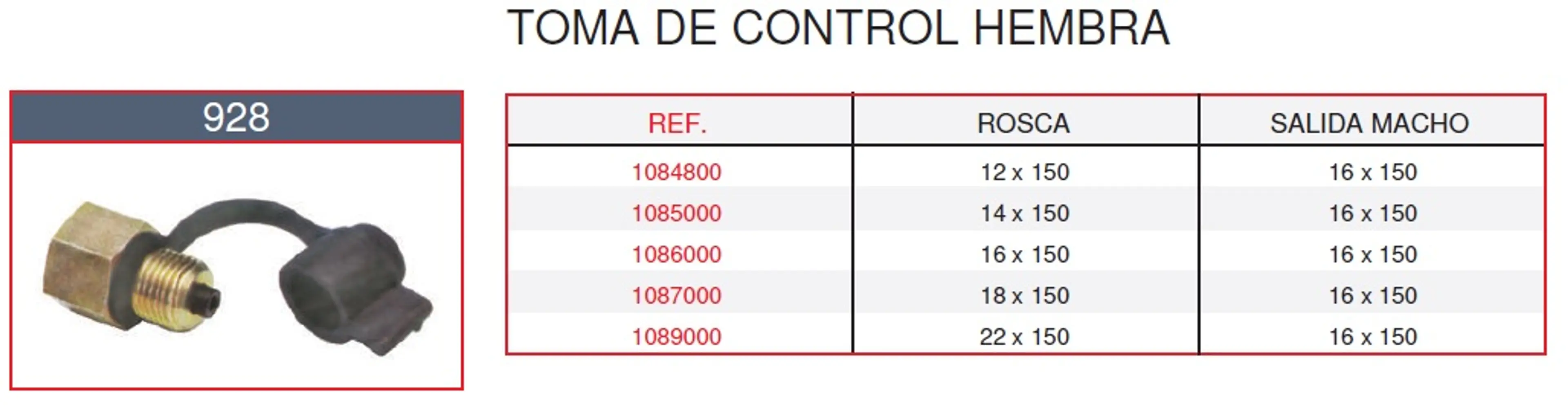 TOMA DE CONTROL M12X1.50 HEMBRA
