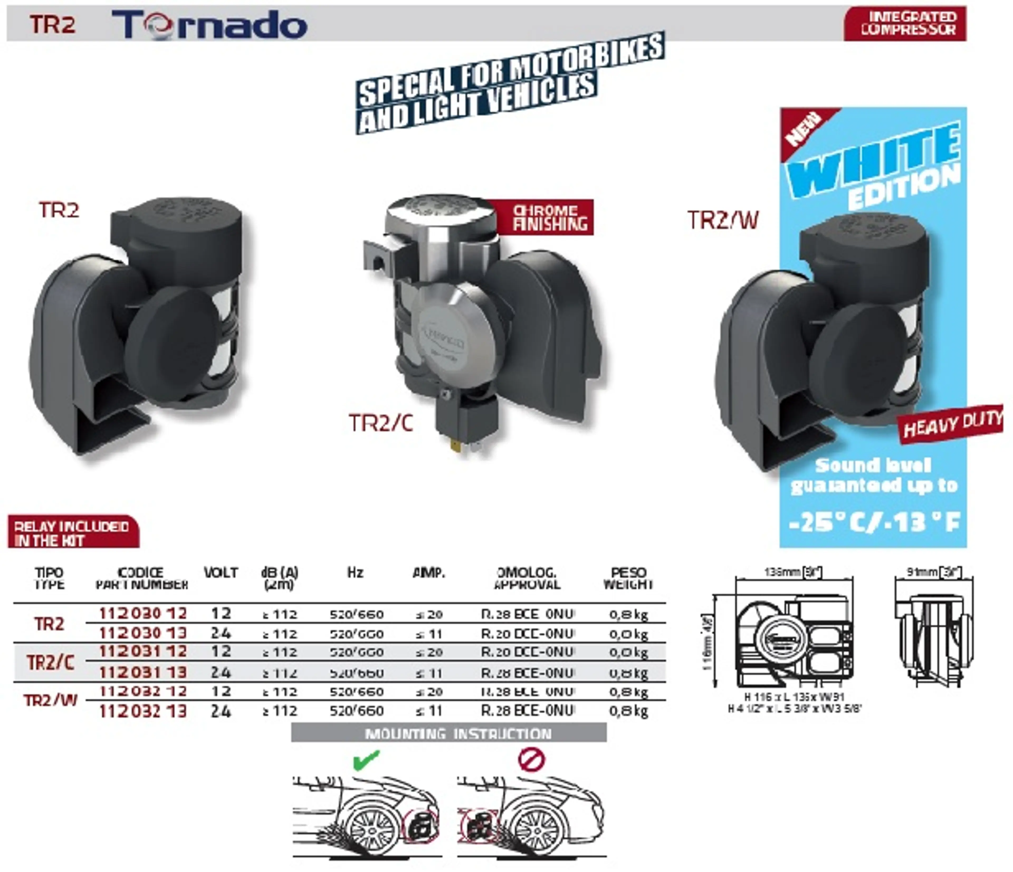 TR2 /12V BOCINA DOS TONOS UNIDOS