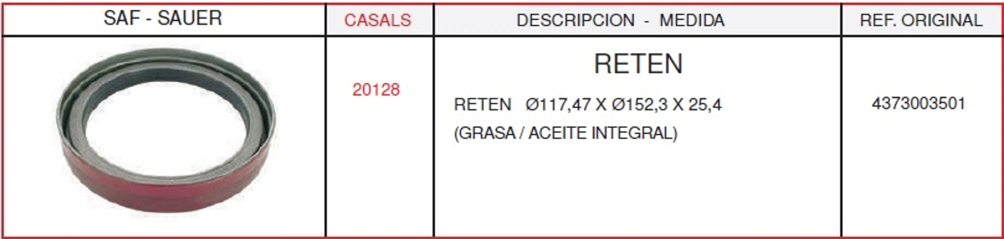 RETEN ROR / SAF 117,47 X 152,3 X 25