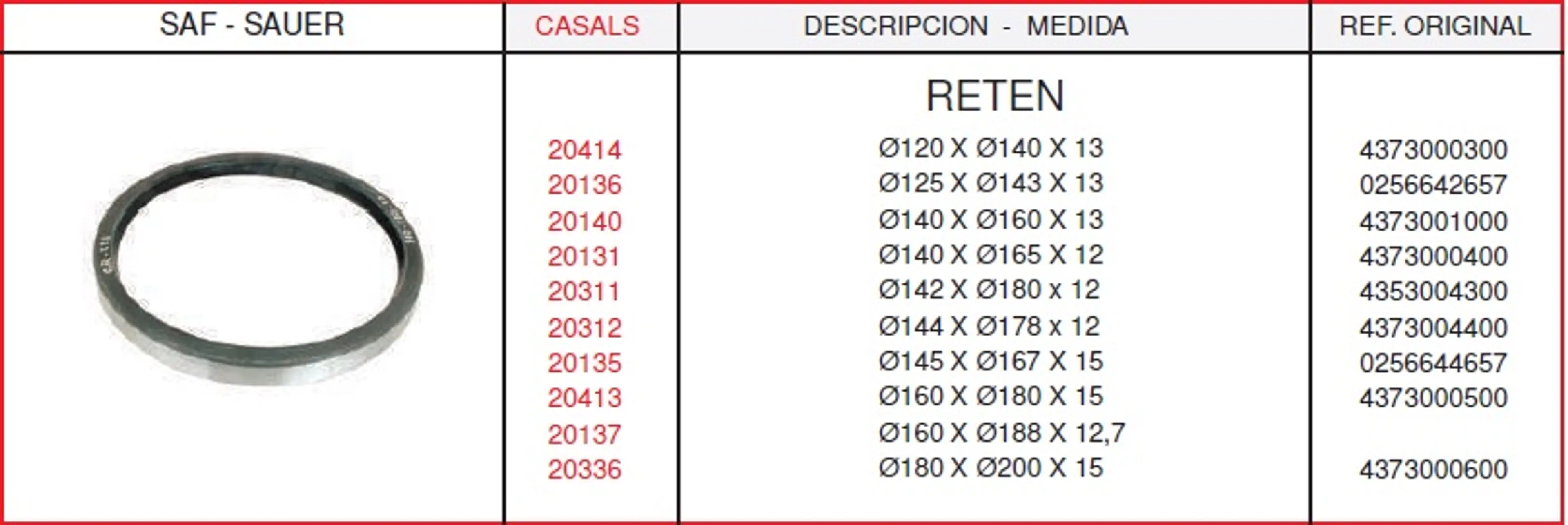 RETEN 160 X 140 X 13 SAE / SAF-SAUE