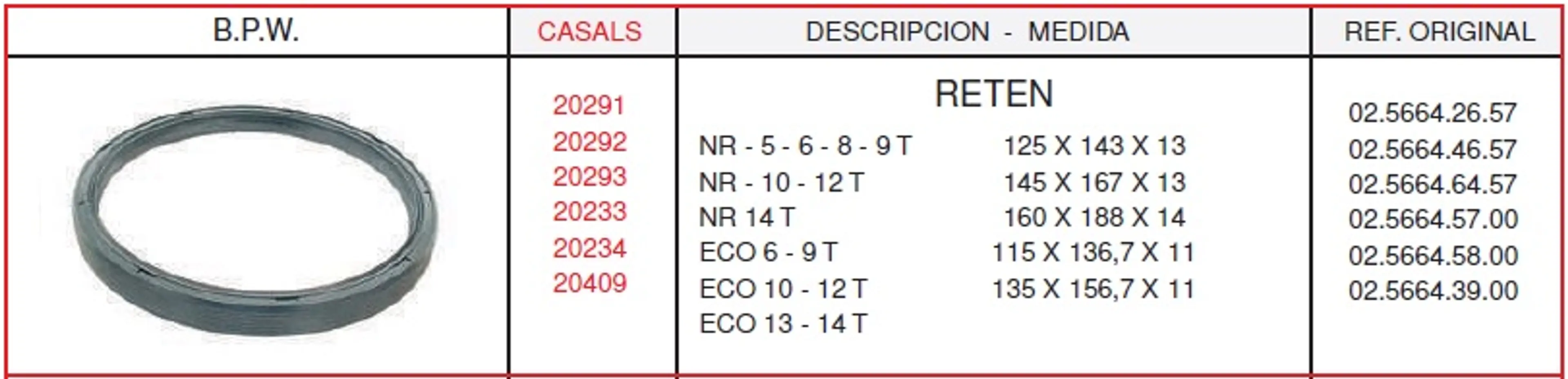 RETEN DE EJE B.P.W. 115 X 136,7 X 1