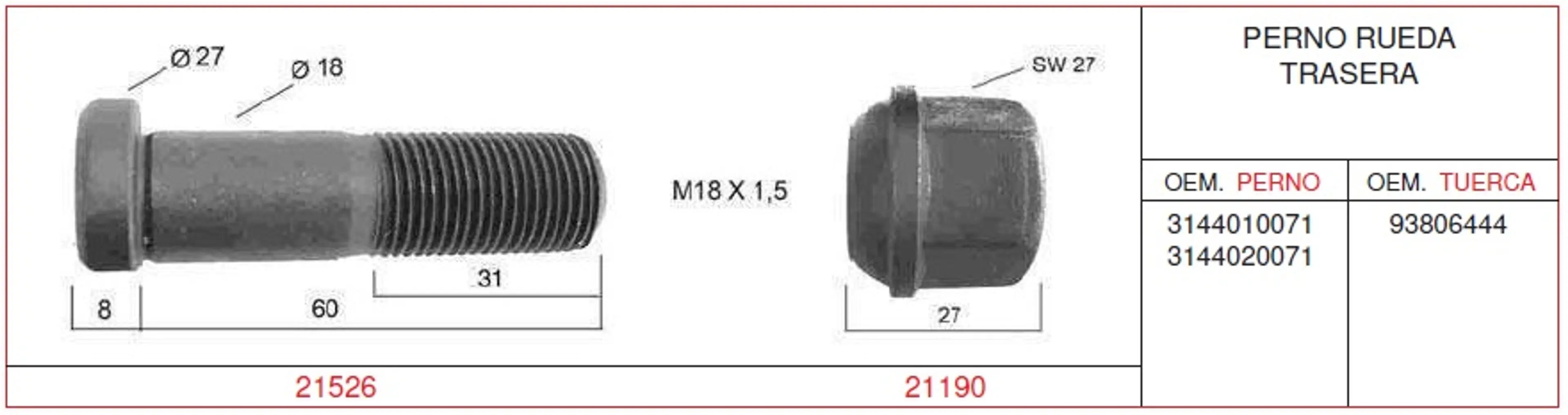 TUERCA M18X1,5 SW 27