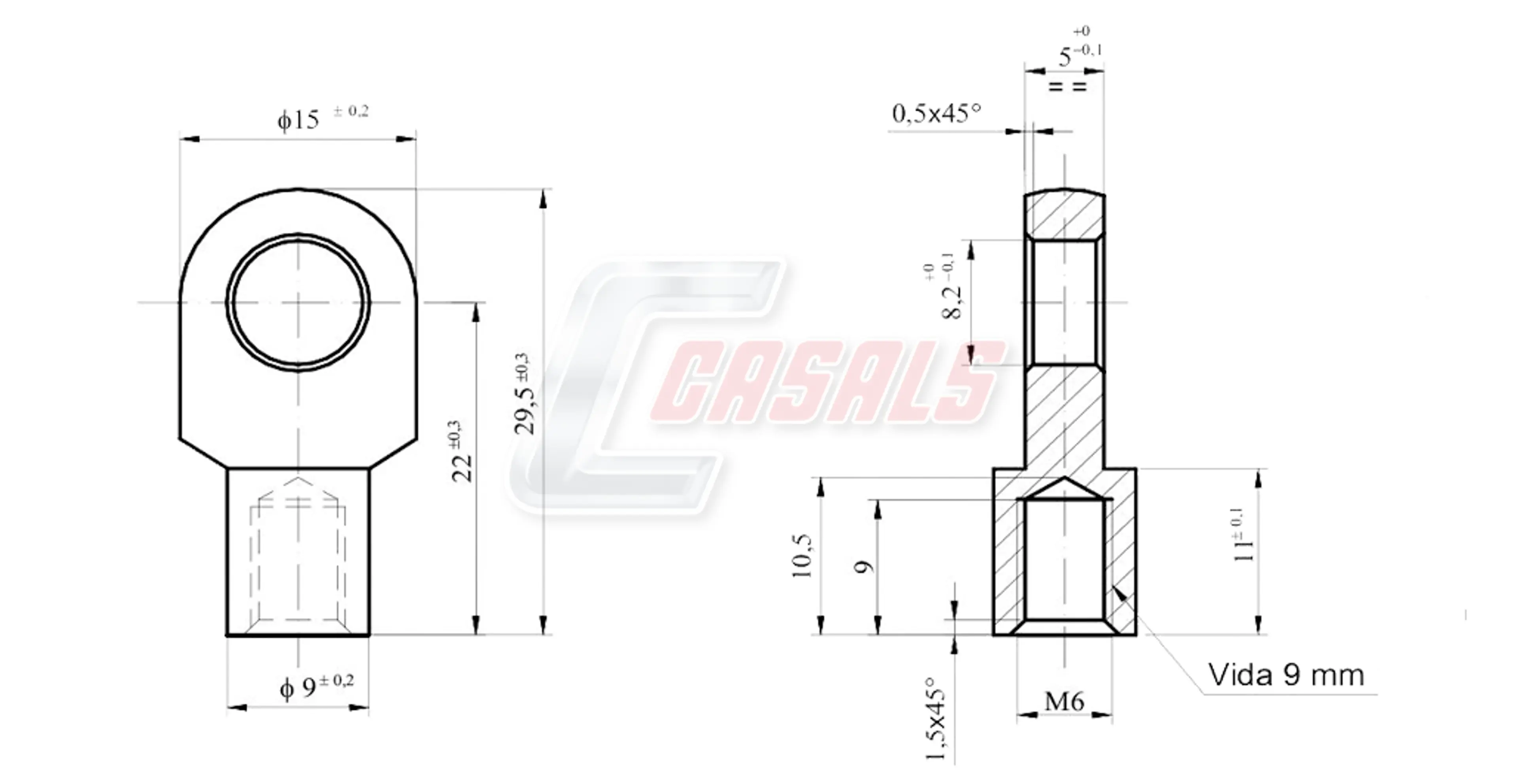 ANCLAJE METAL OJAL M6 L:22 Æ8MM