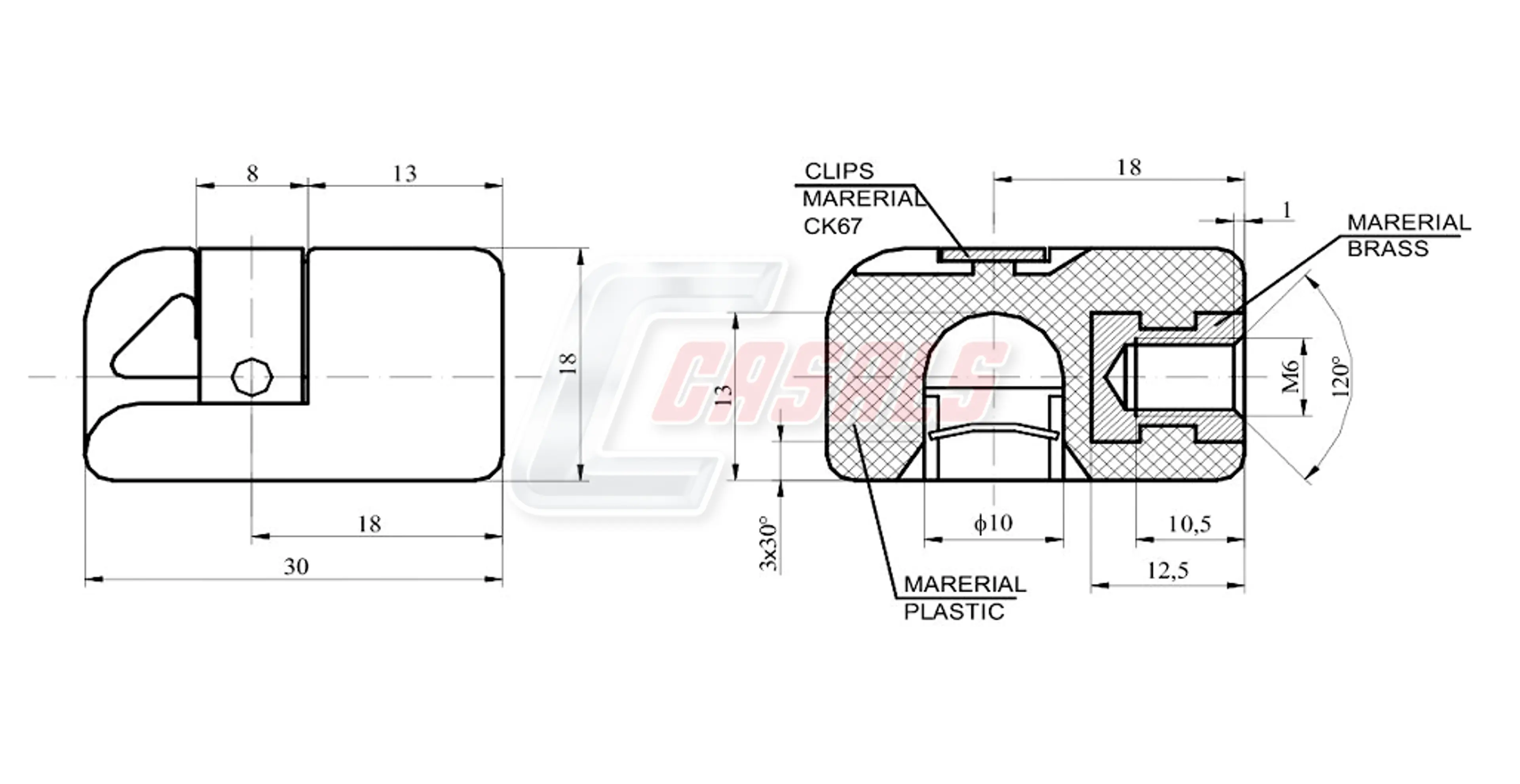 ROTULA PLASTICO BOTON G M6 L:18 C:1
