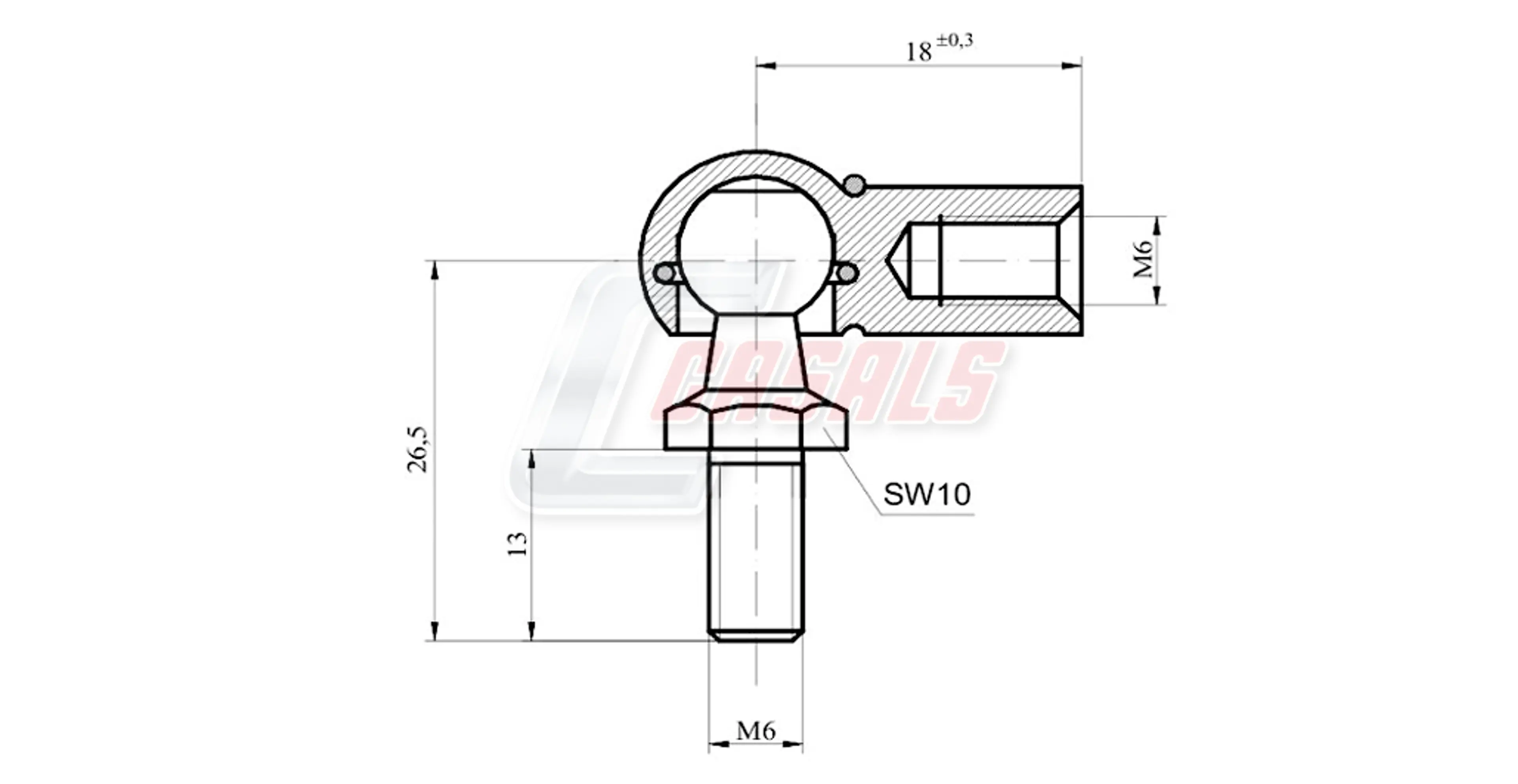ROTULA METALICA M6 L18 C10 E6