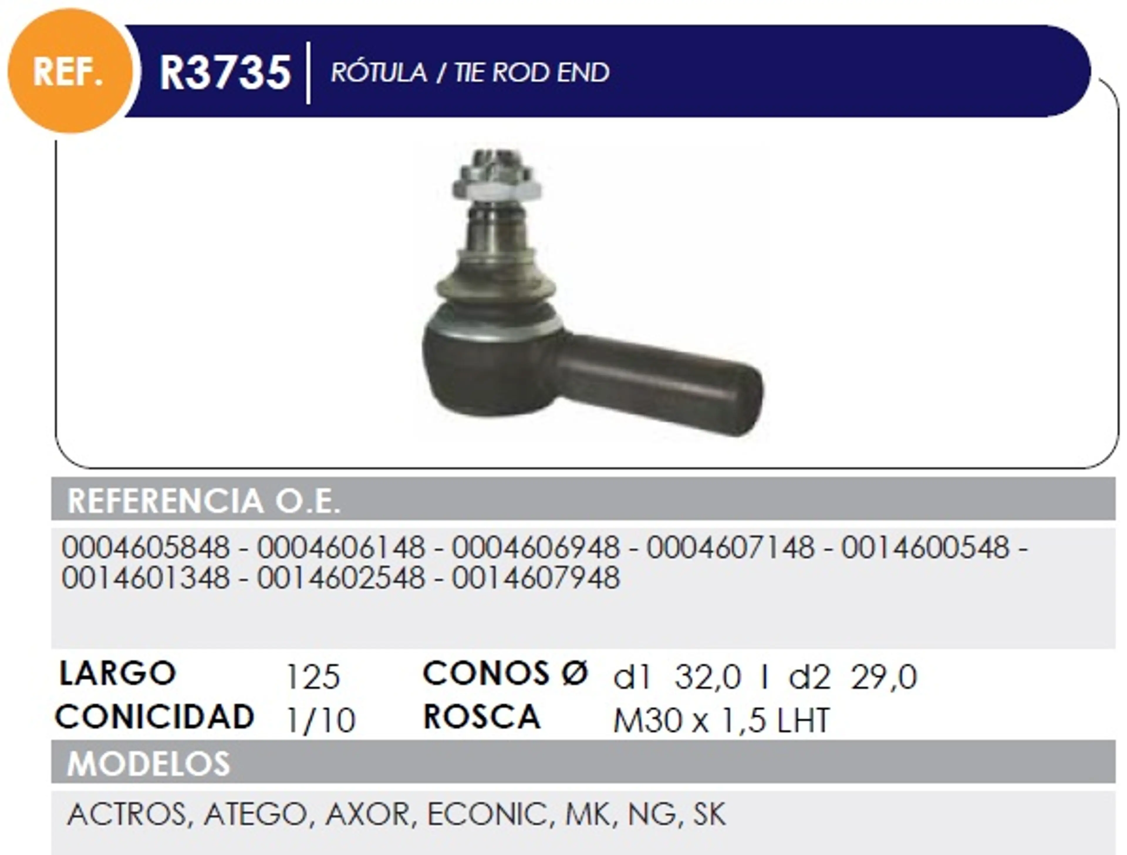 ROTULA IZQ. MERCEDES M30 X 1.5  /  