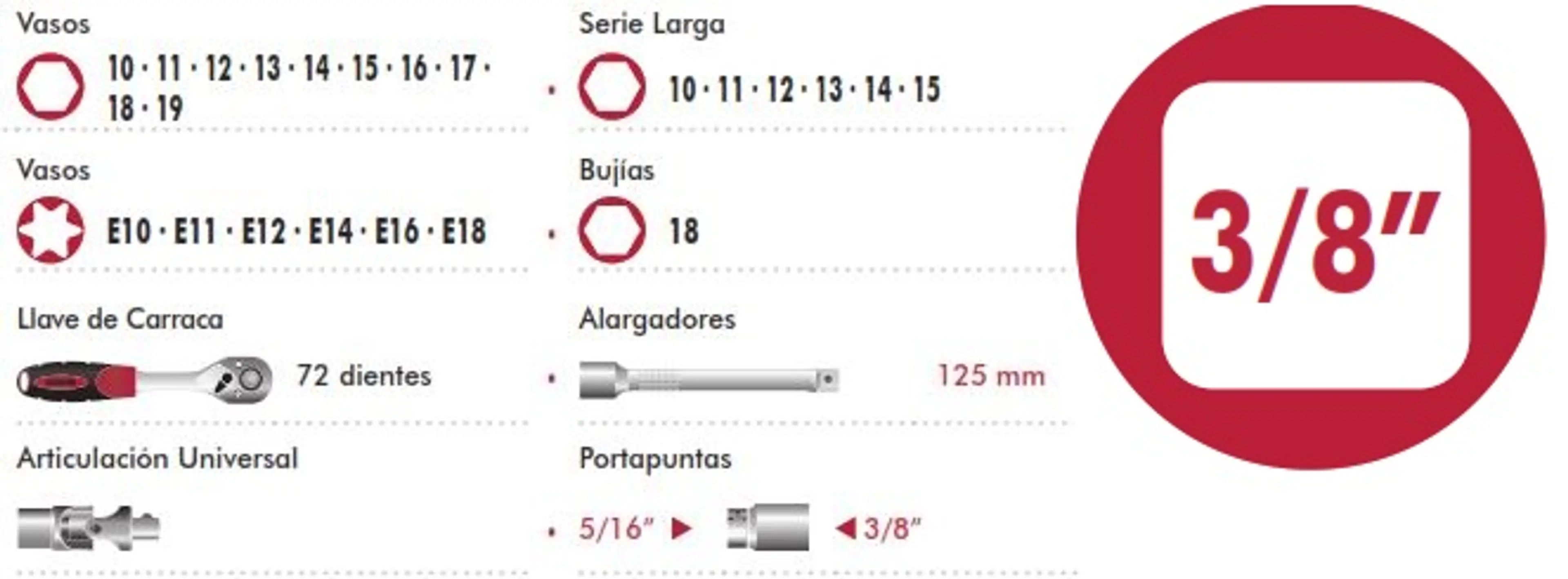 MALETIN MIXTO V.HEX 1/4&3/8&1/2 151