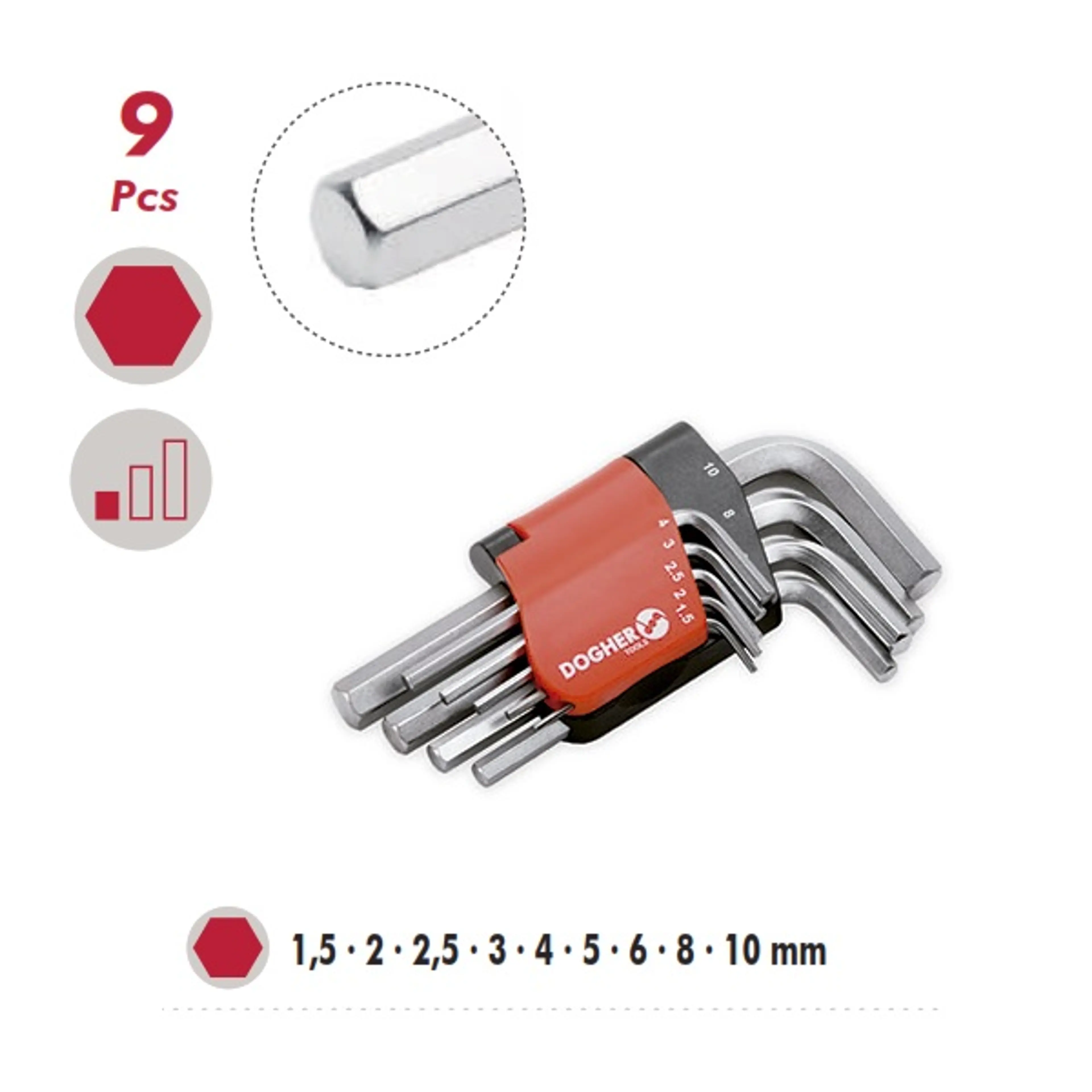 JUEGO LLAV MACHO HEX CORTA 9 PZAS 1