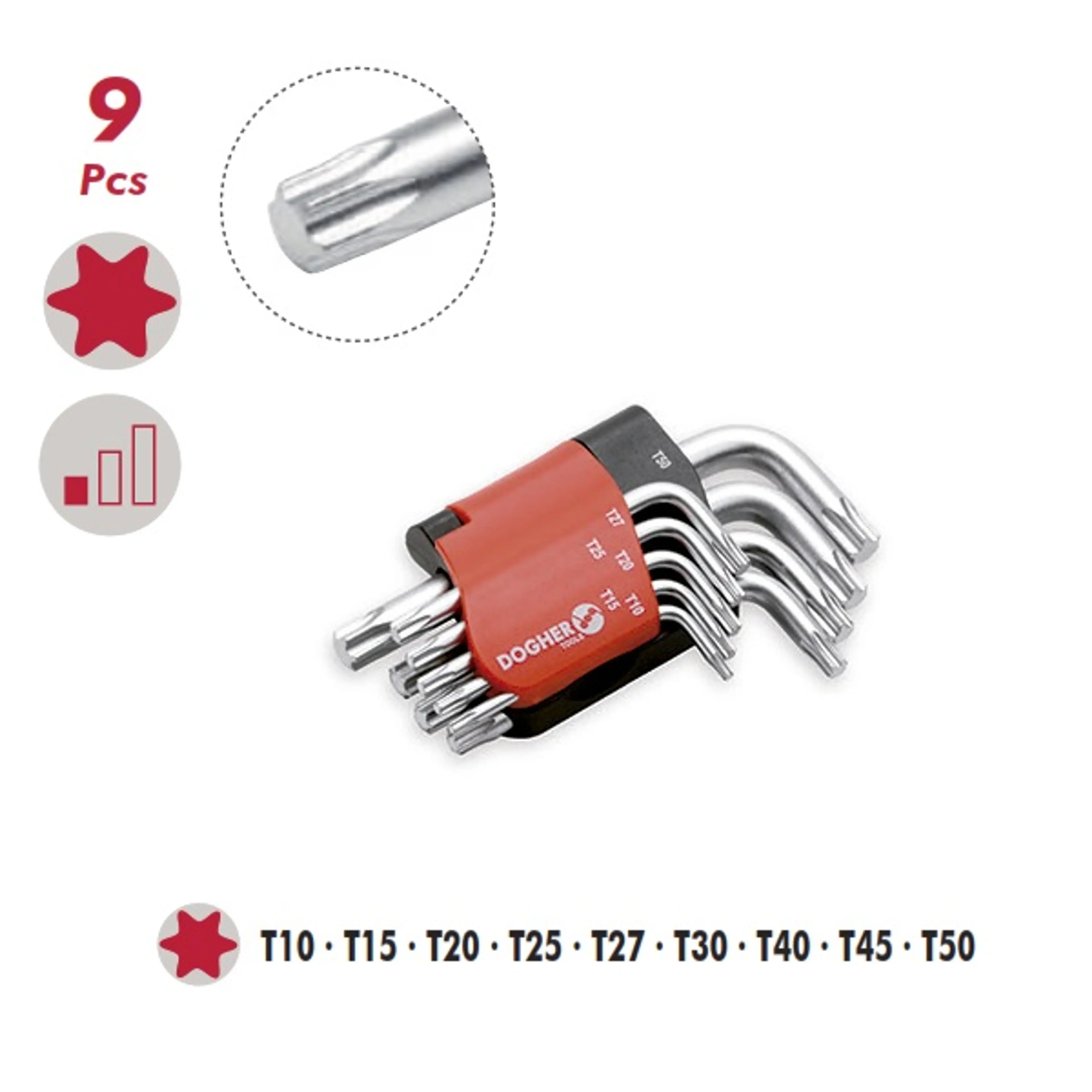 JUEGO LLAVES MACHO TORX COR.9PZS T1