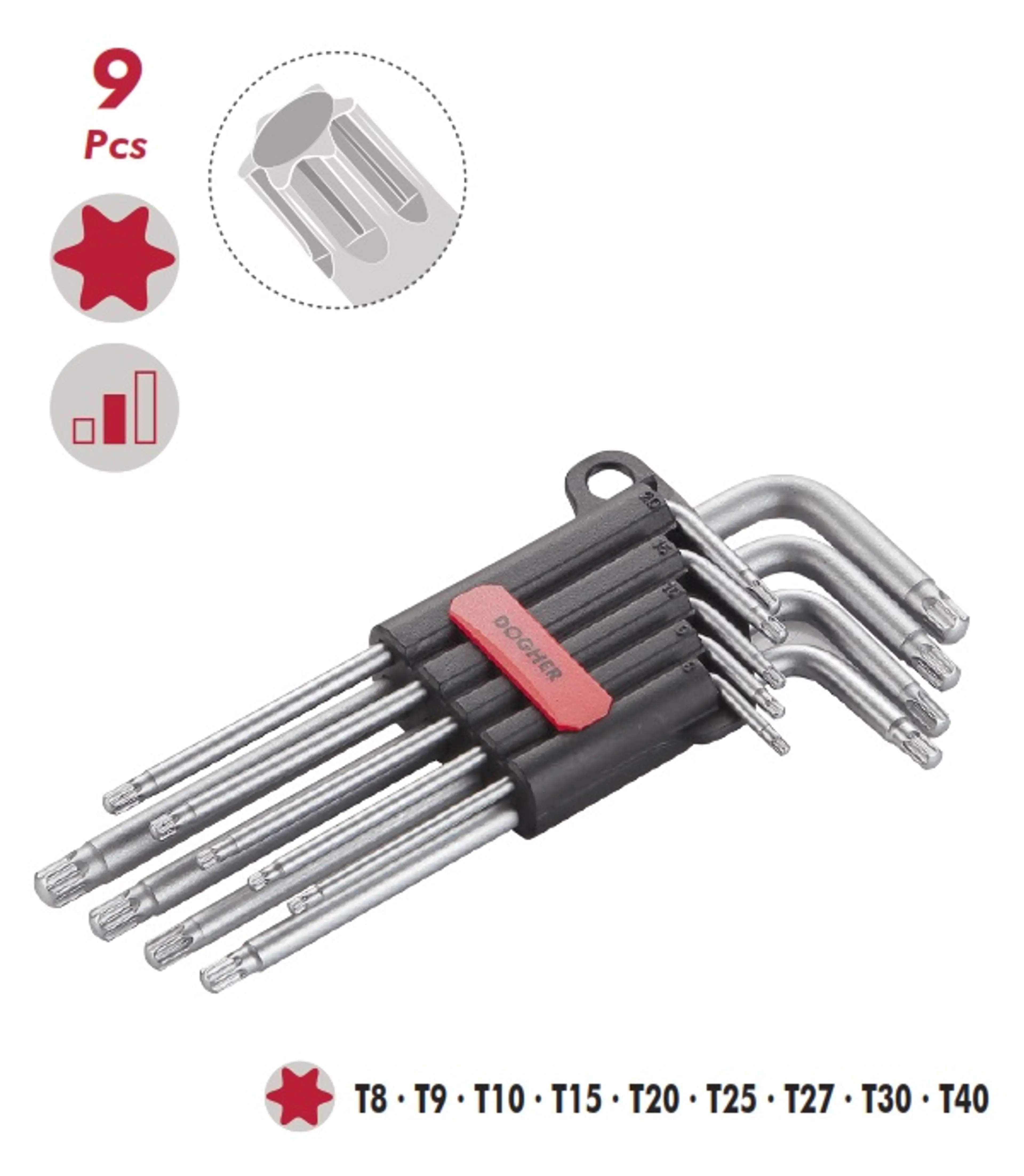 JGO L/MACHO TORX 9PZS T8-T40 PROFIX