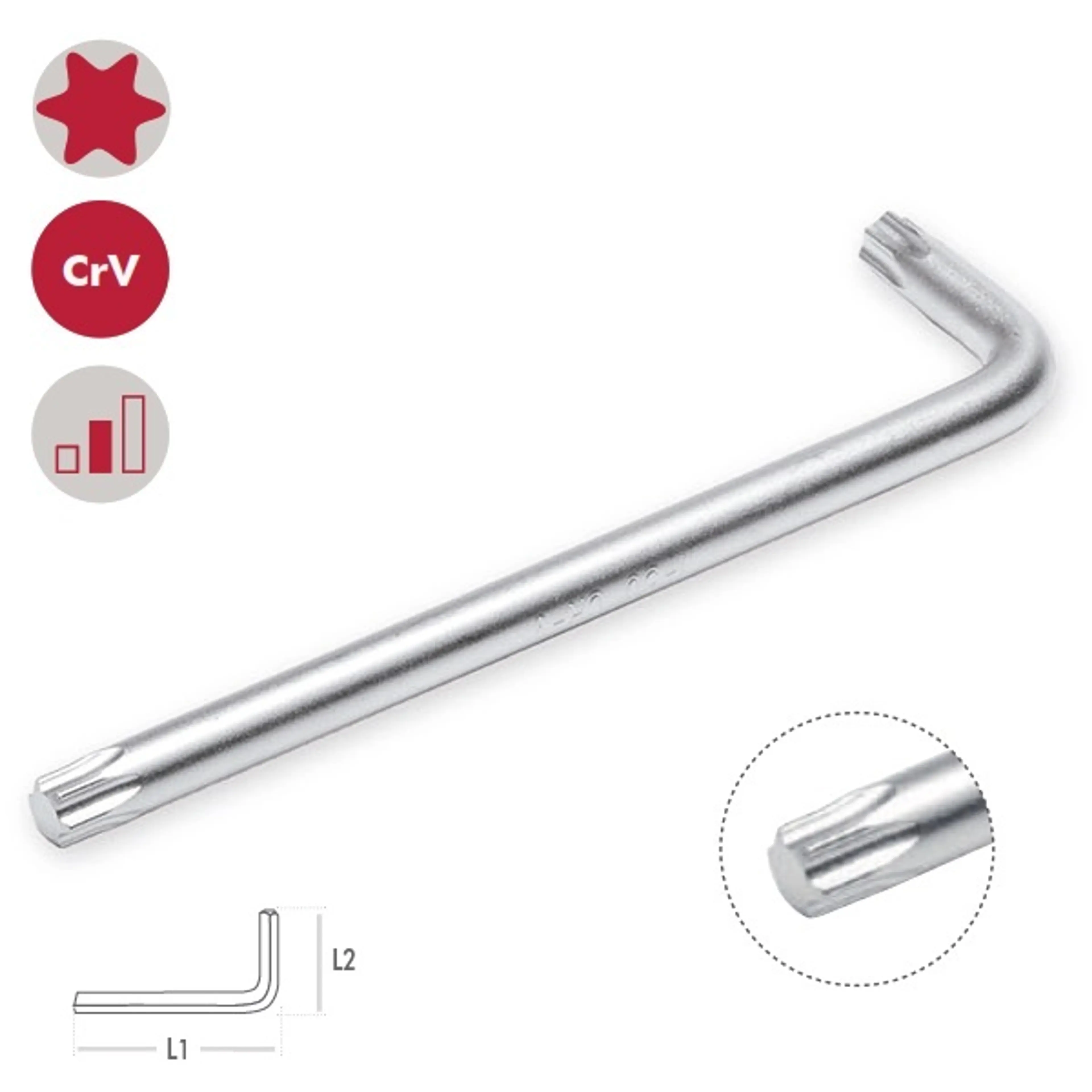 LLAVE MACHO CROMADA TORX-T20