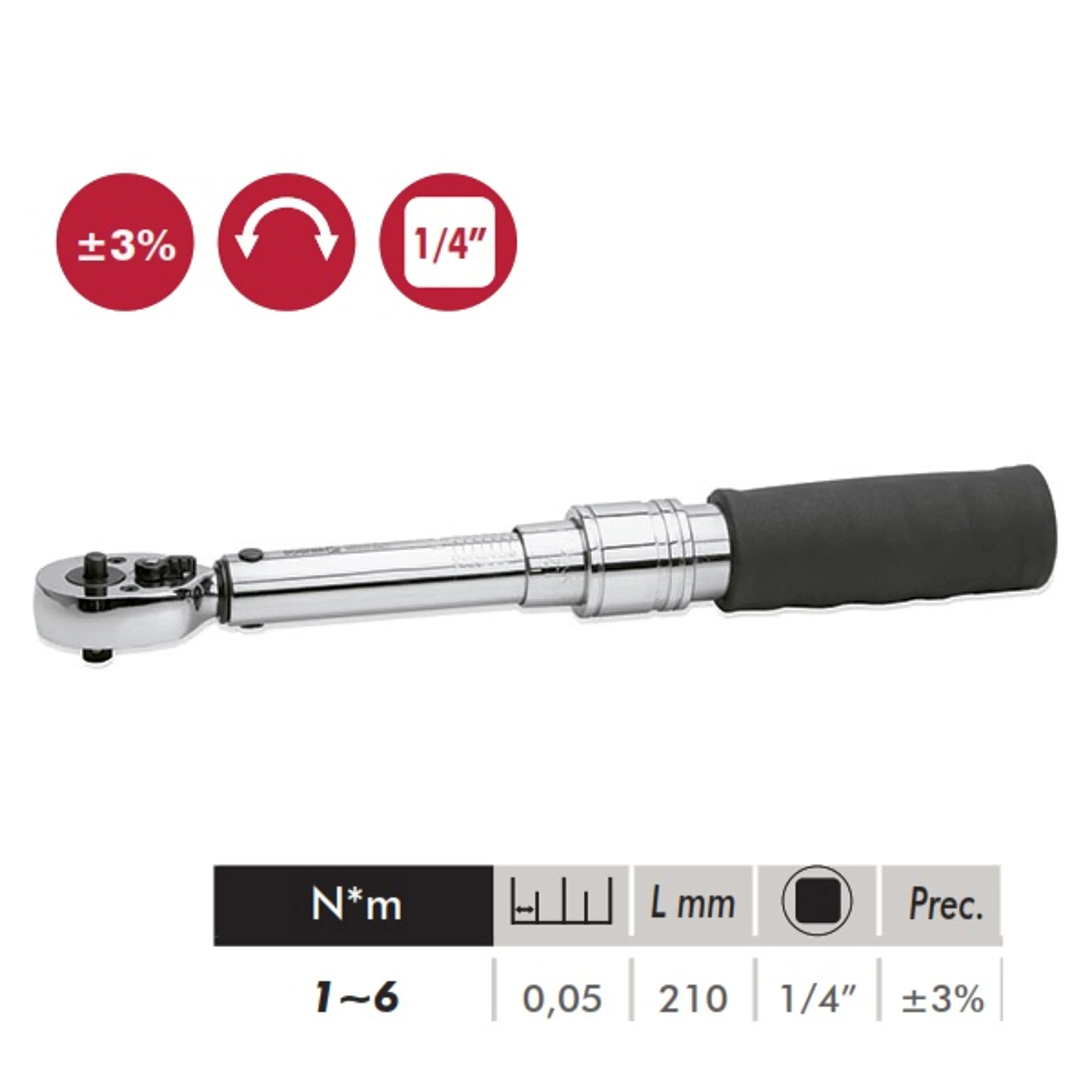 LLAVE DINAMOMETRICA PROF 1/4 1-6 NM