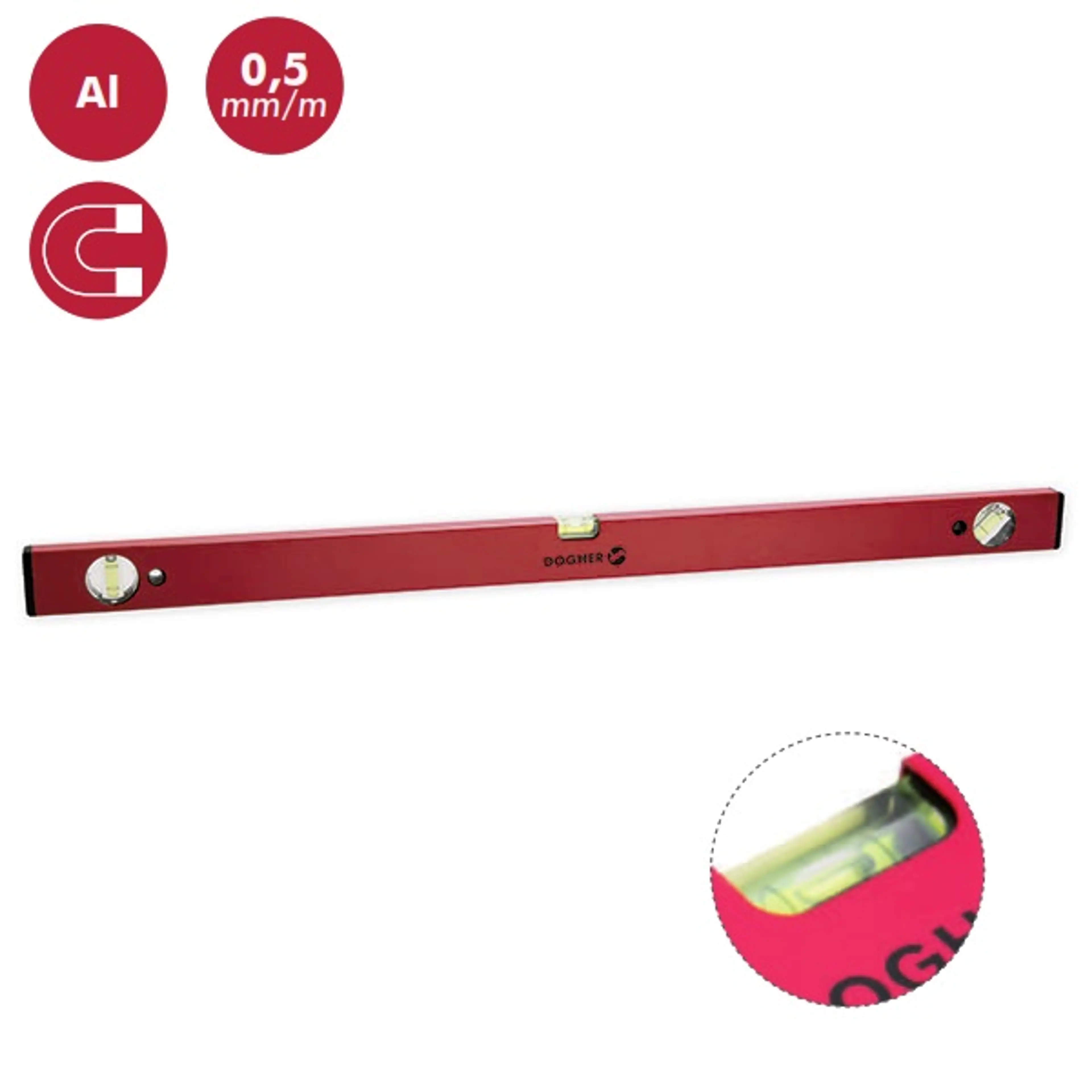 NIVEL TUBUL MAGNET ALUMINIO 1800