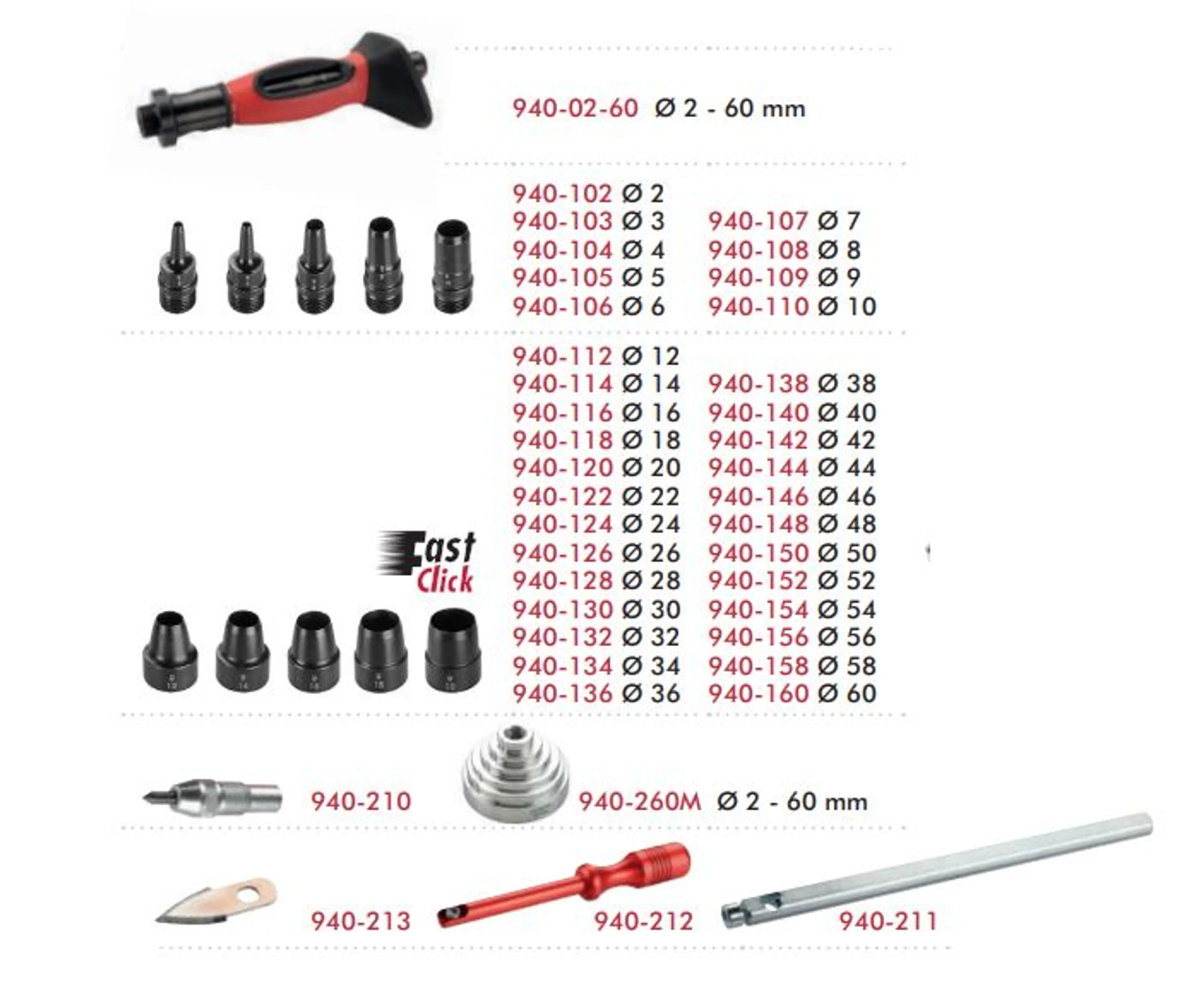 JUEGO SACABOCADOS BIMAT 2-60MM 39 P
