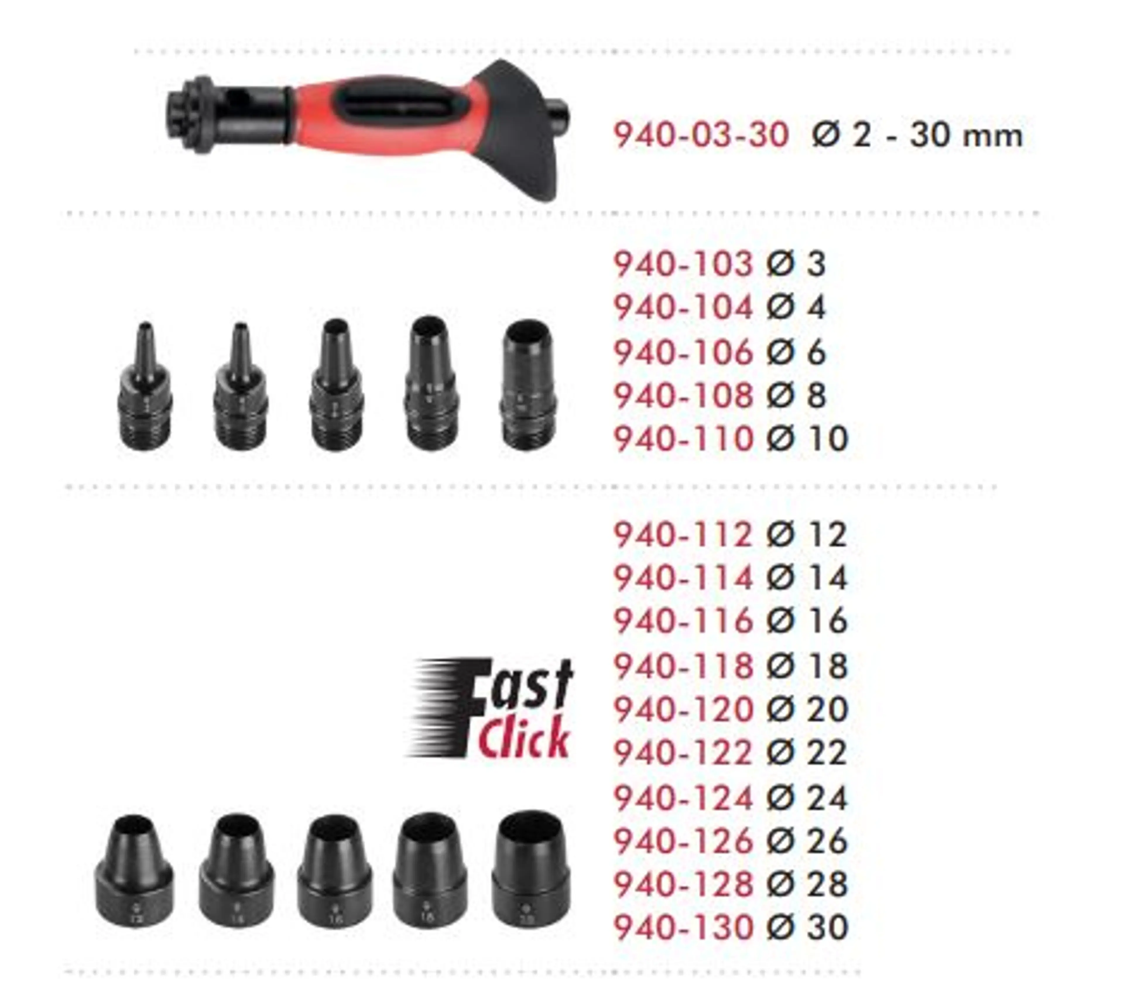 JUEGO SACABOCADOS BIMAT 3-30MM 16 P
