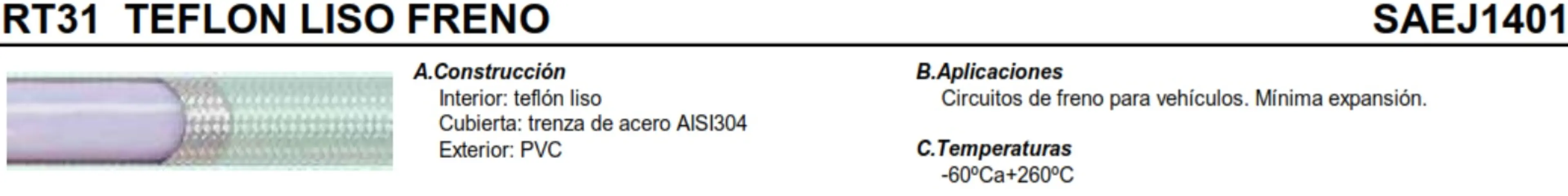 TUB. FRENO TEFLON 1/8 C/FUNDA PVC