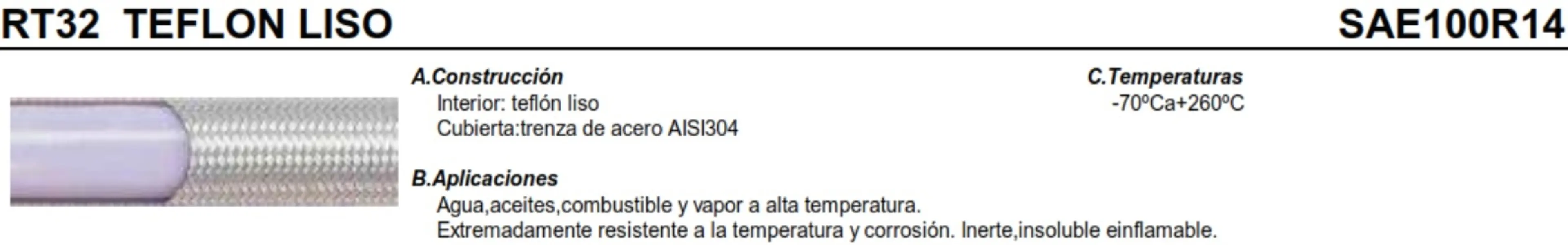 TUBERIA TEFLON LISO 1/2 INOX