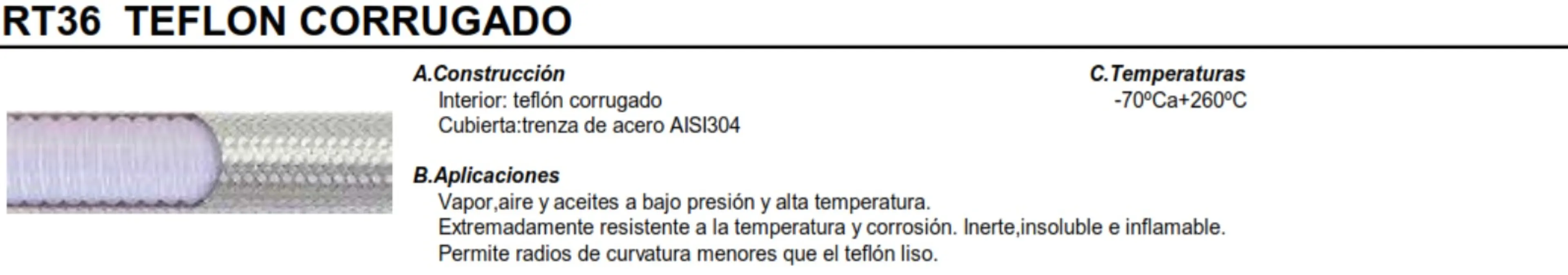 TUBERIA TEFLON CORRUG. 3/8