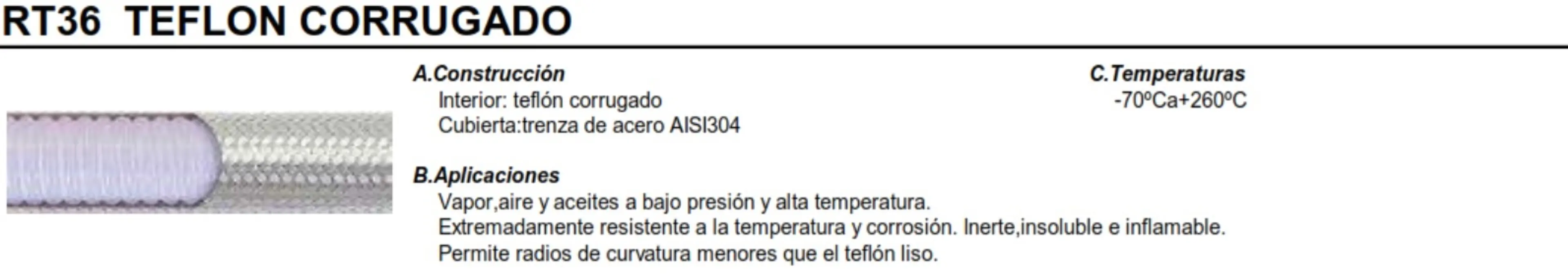 TUBERIA TEFLON CORRUG. 5/8 INOX
