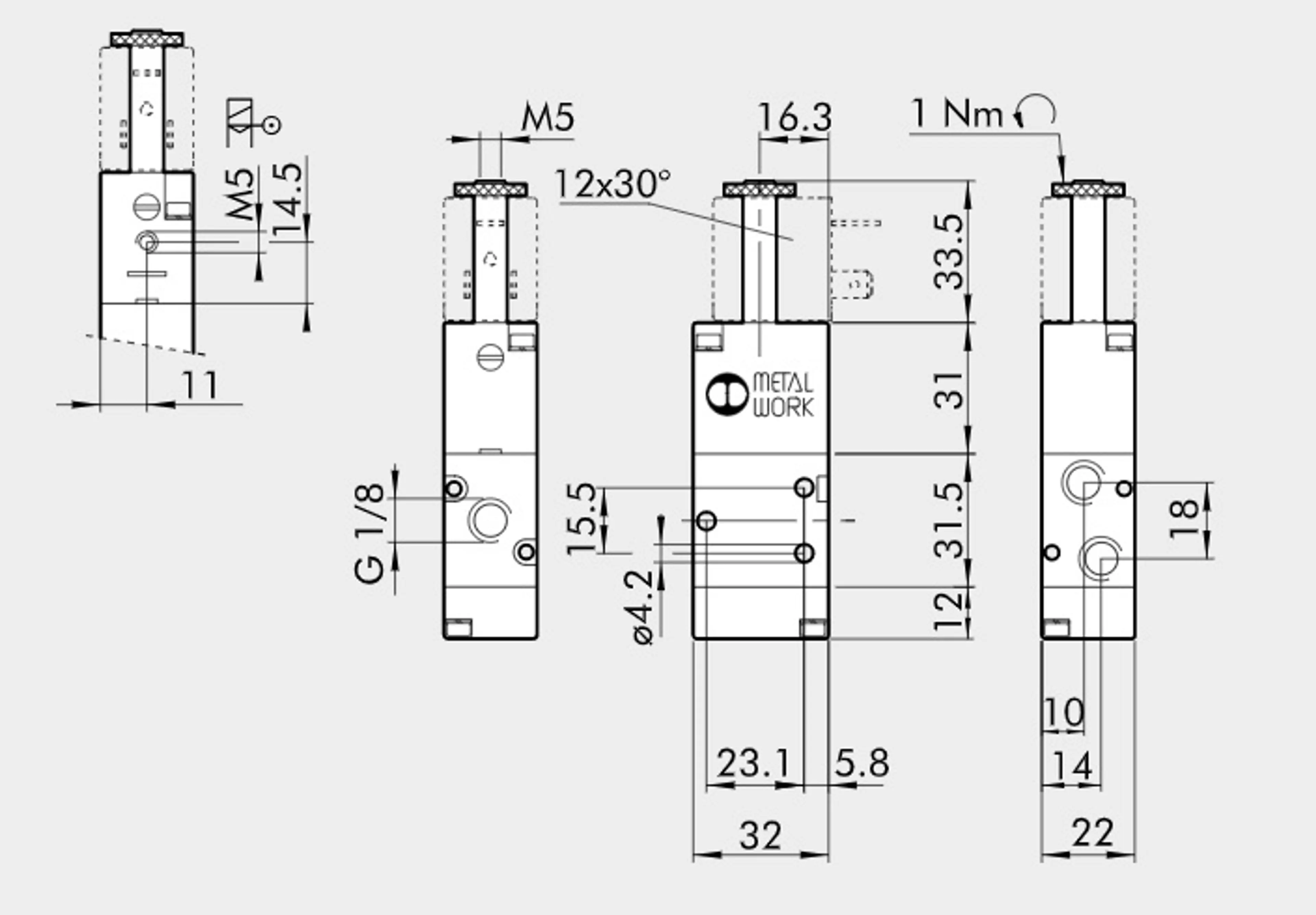 ELECTROVALVULA 3/2V 1/8" N.C. MONOE