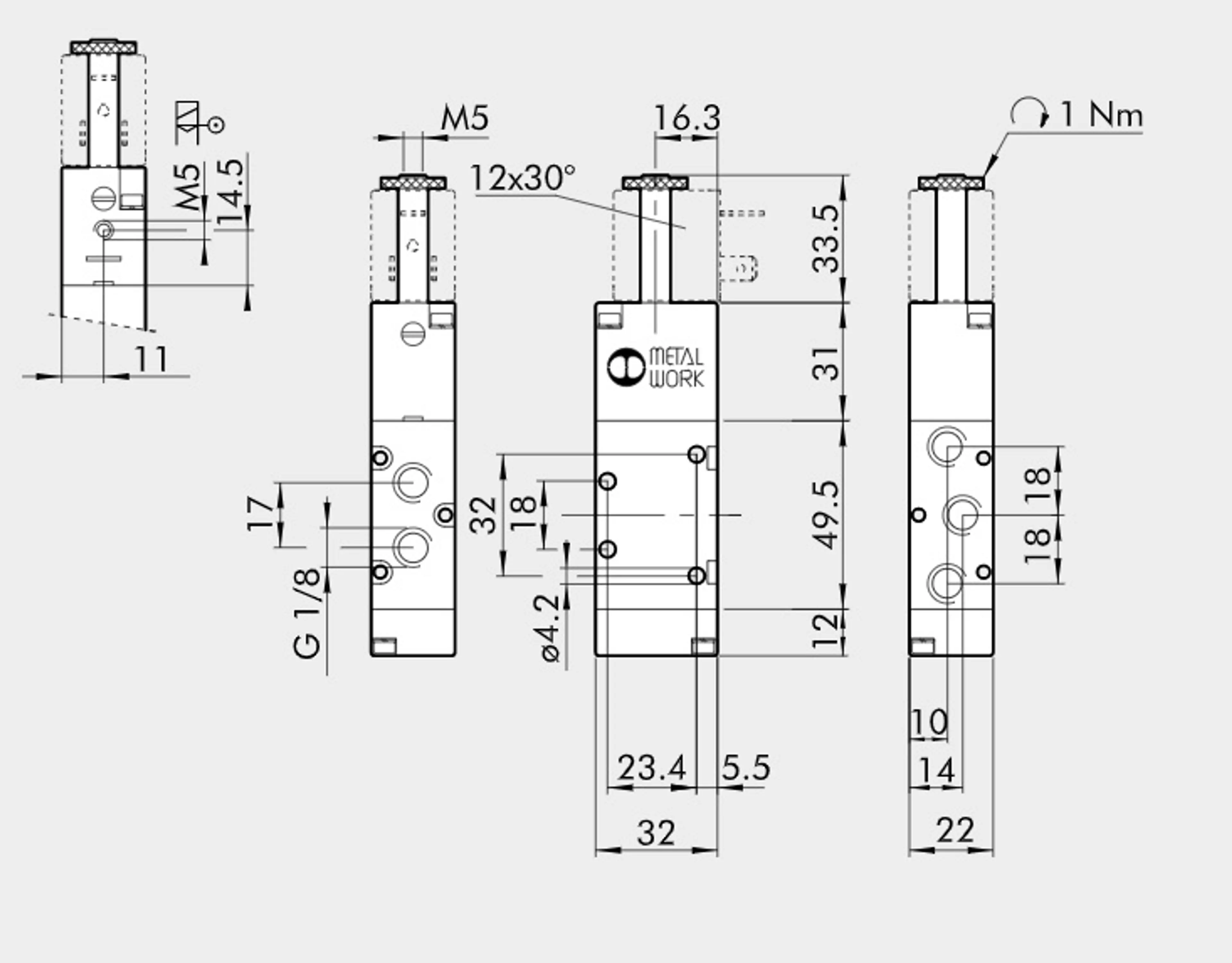 ELECTROVALVULA 5/2V 1/8" MONOESTABL