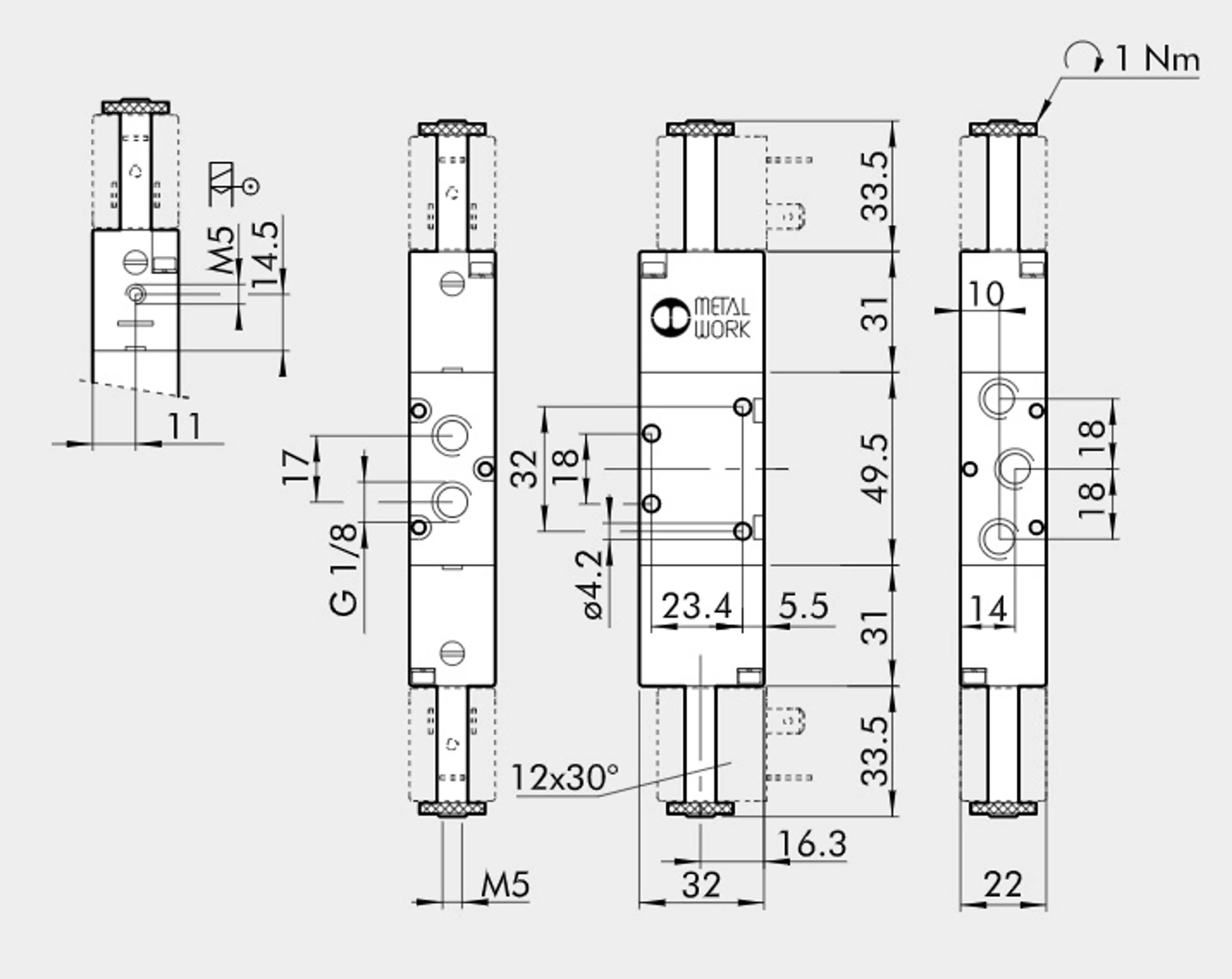 ELECTROVALVULA 5/2V 1/8" BIESTABLE