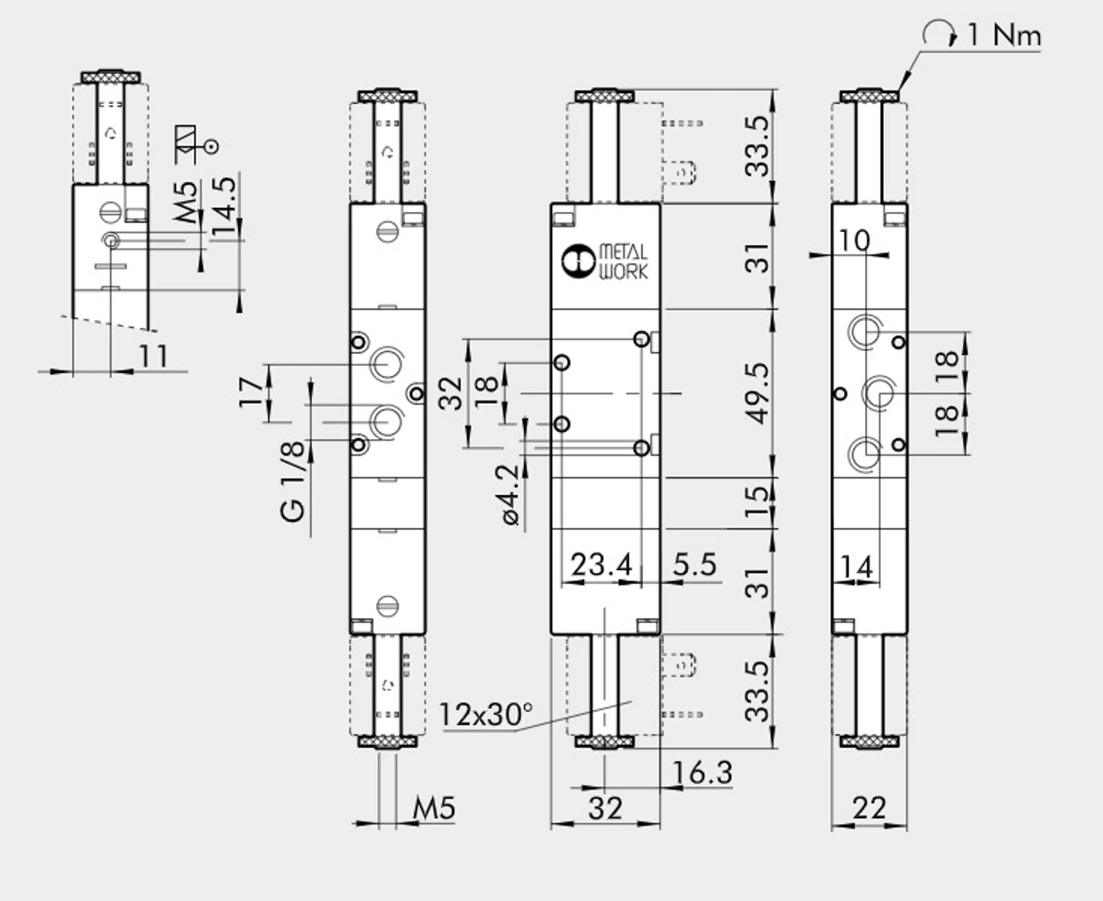 ELECTROVALVULA 5/3V 1/8" C.C. BIEST