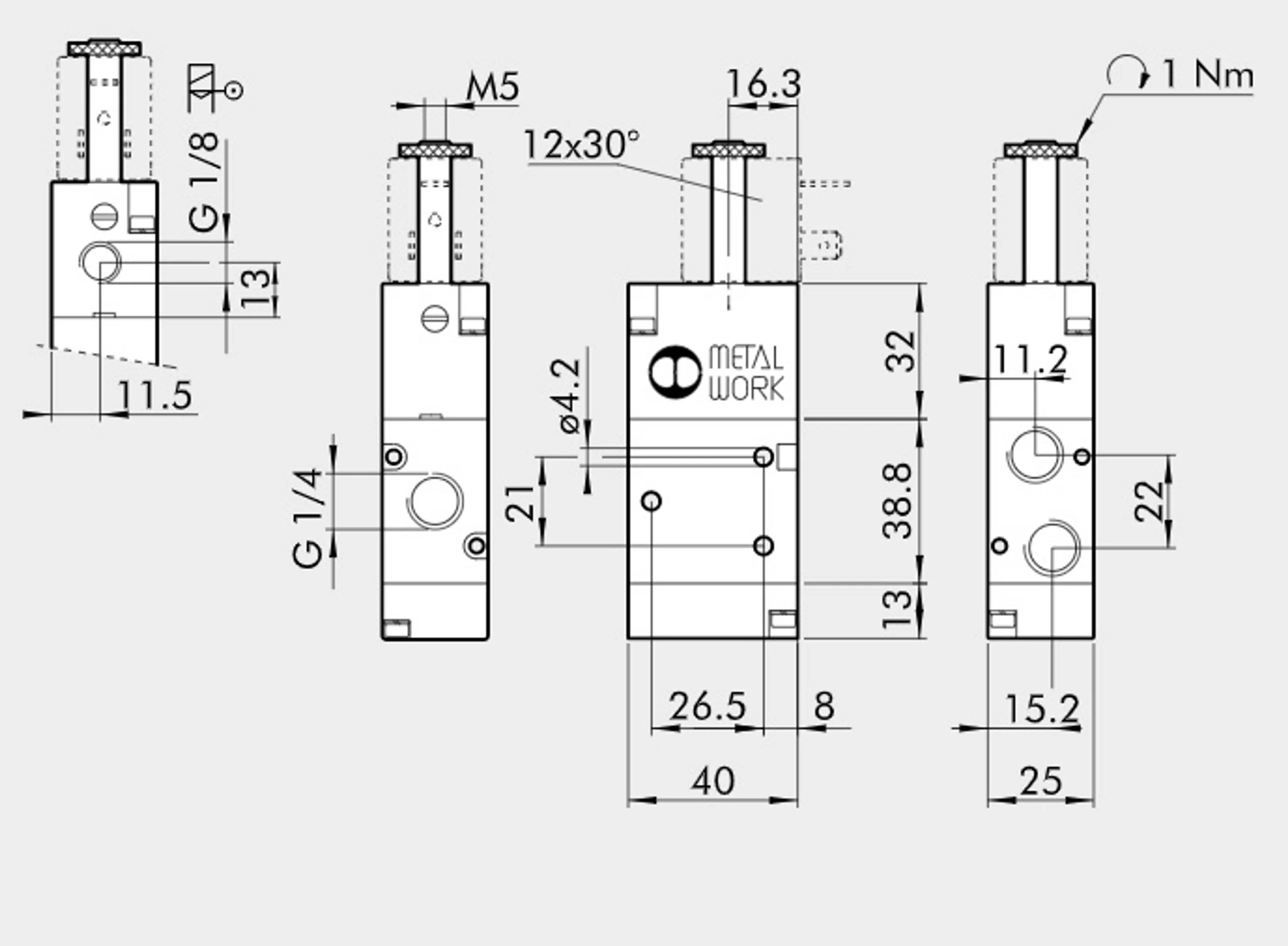 ELECTROVALVULA 3/2V 1/4" MONOESTABL