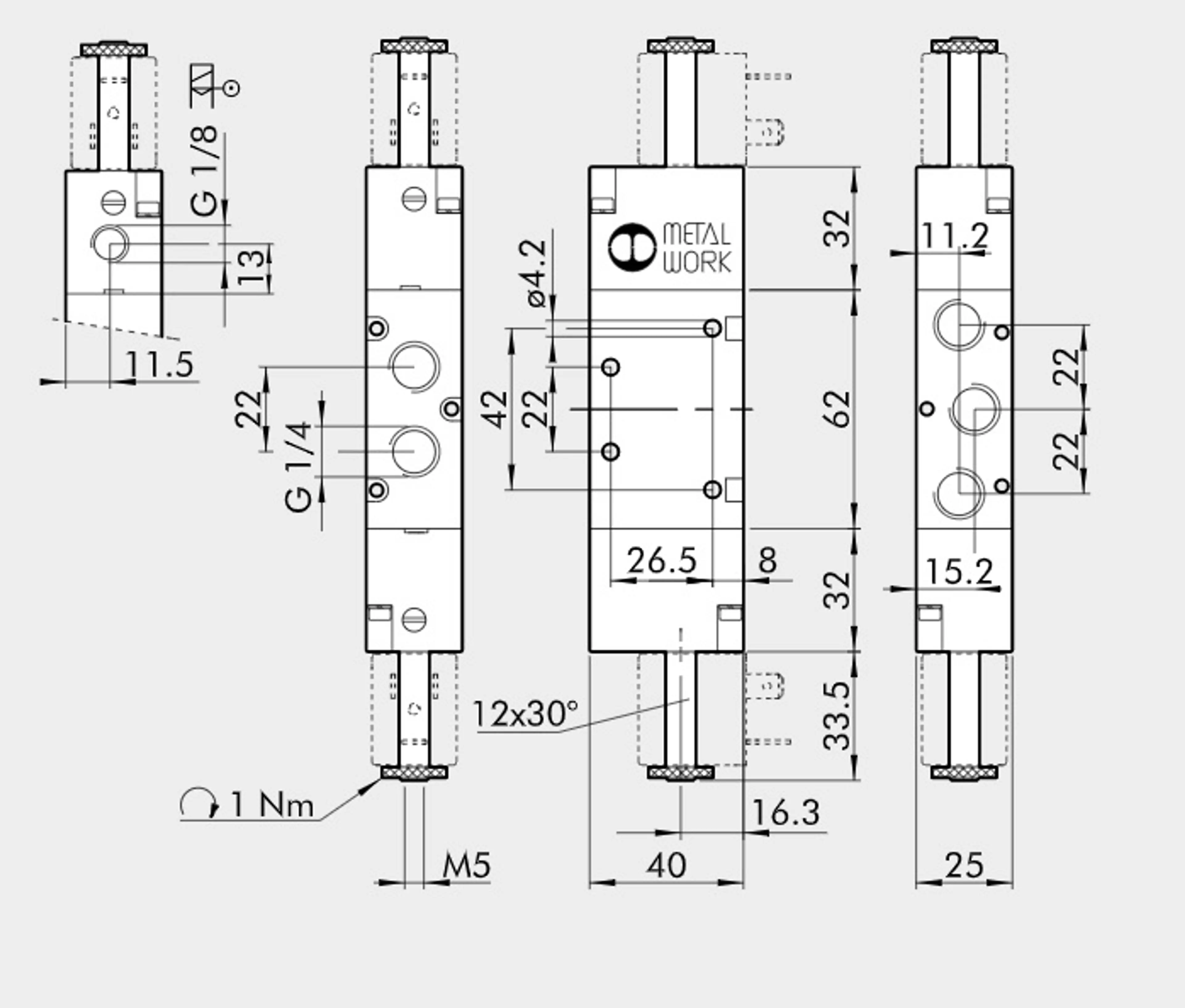 ELECTROVALVULA 5/2V 1/4" BIESTABLE