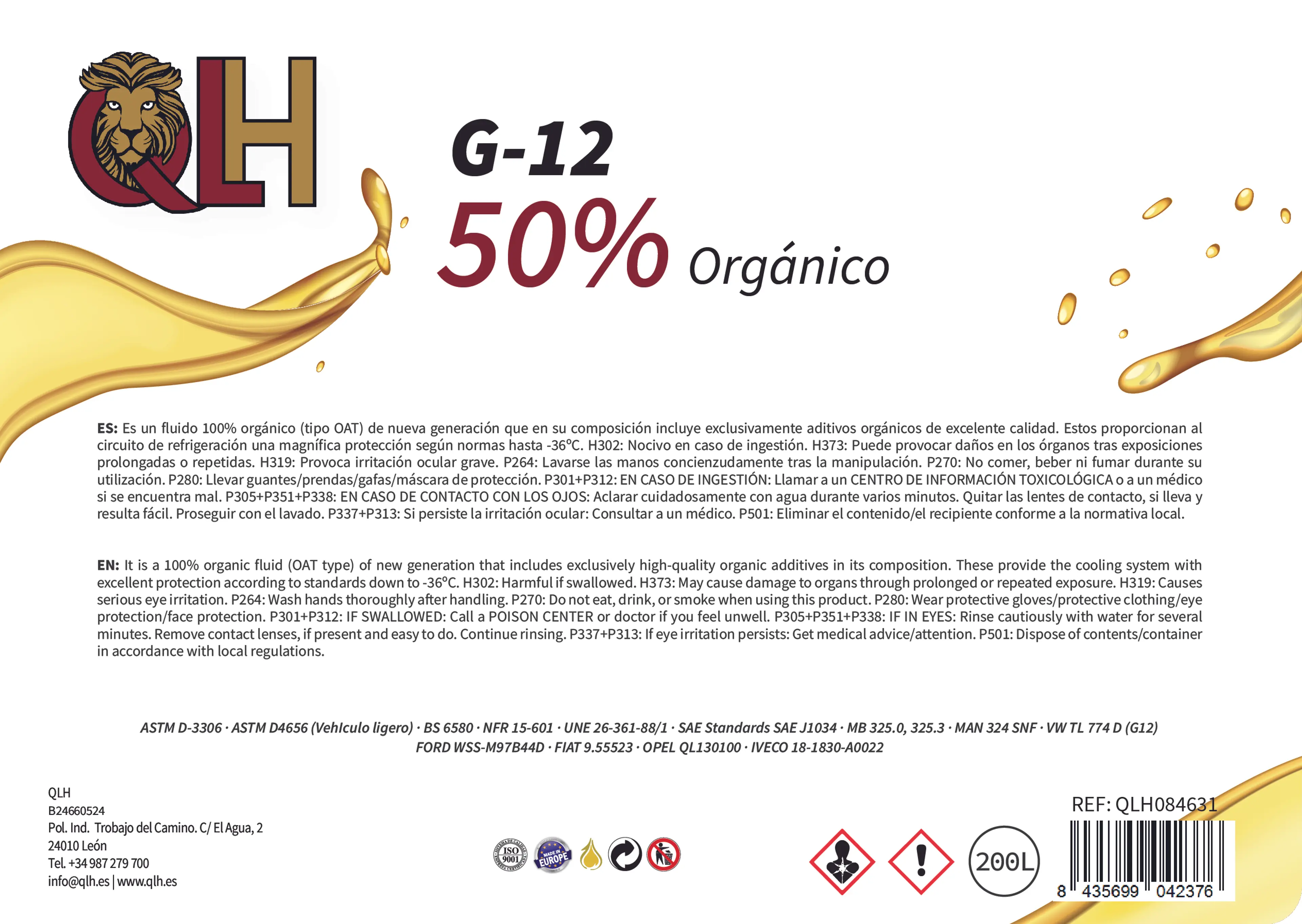 QLH ANTICONGELANTE G-12 50% 200L