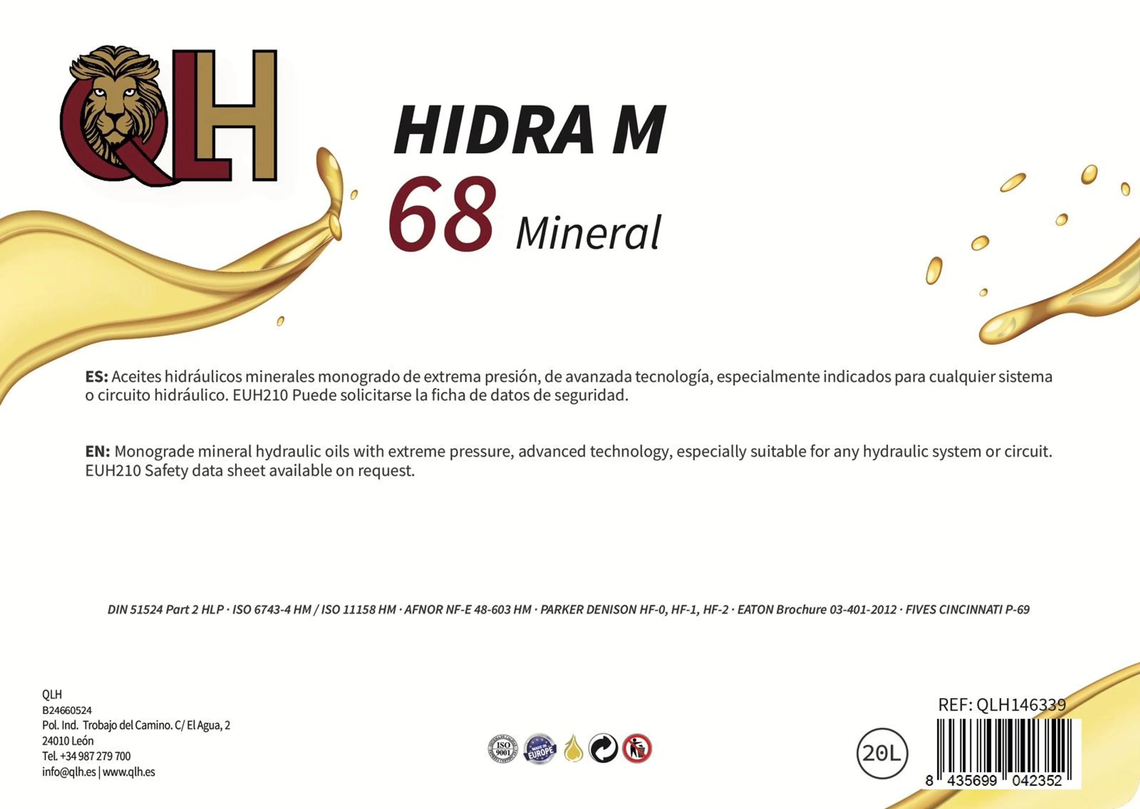 QLH HIDRA M 68 - 20 LITROS