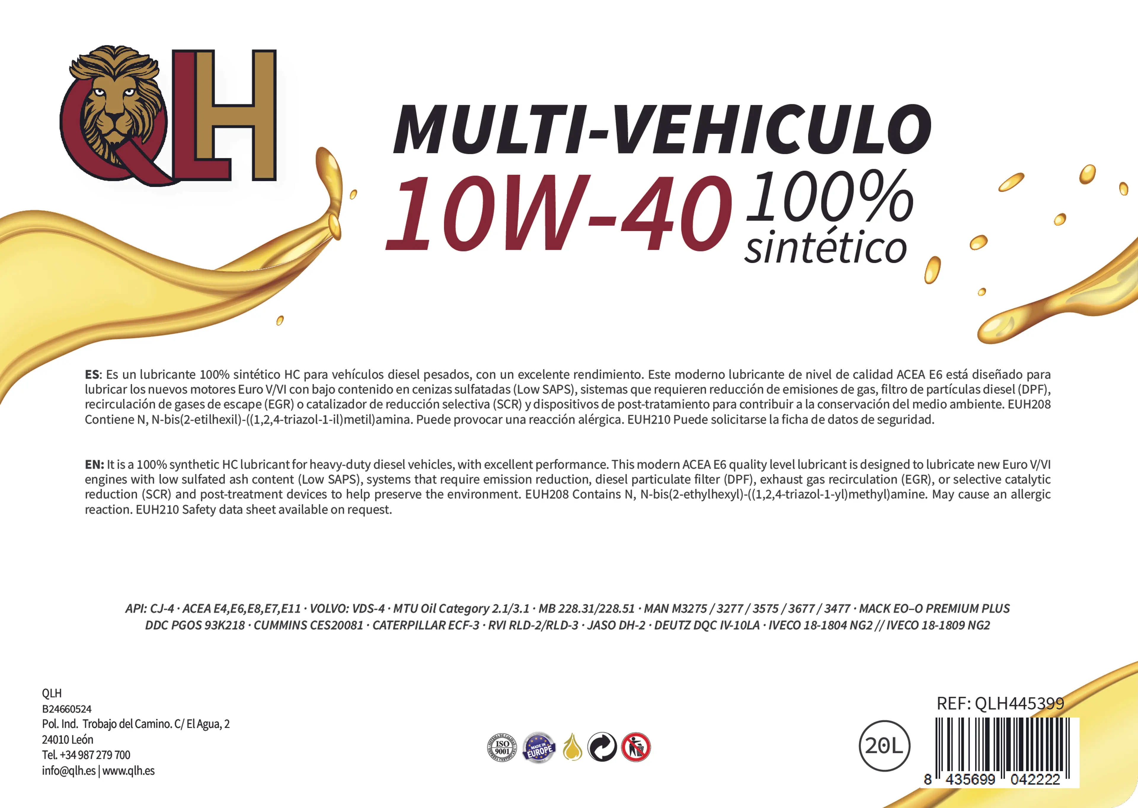 QLH 10W40 MULTI VEHICULO 20 LITROS