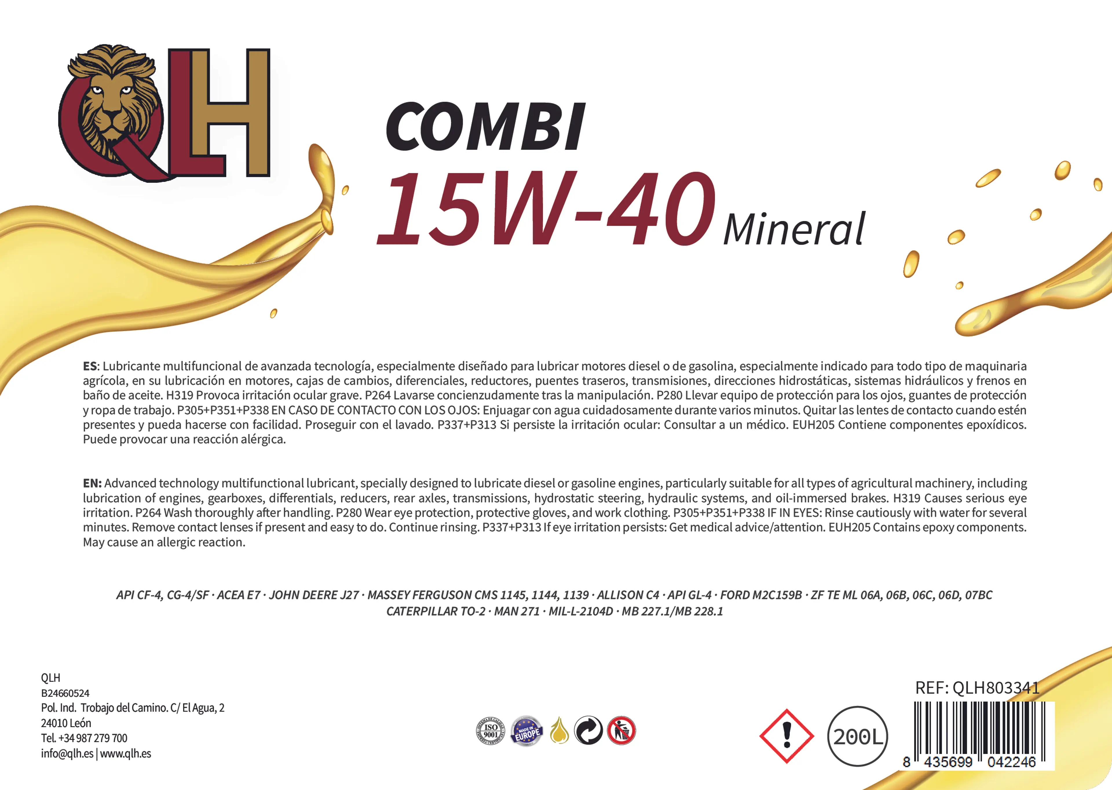 QLH COMBI 15W40 200 LITROS